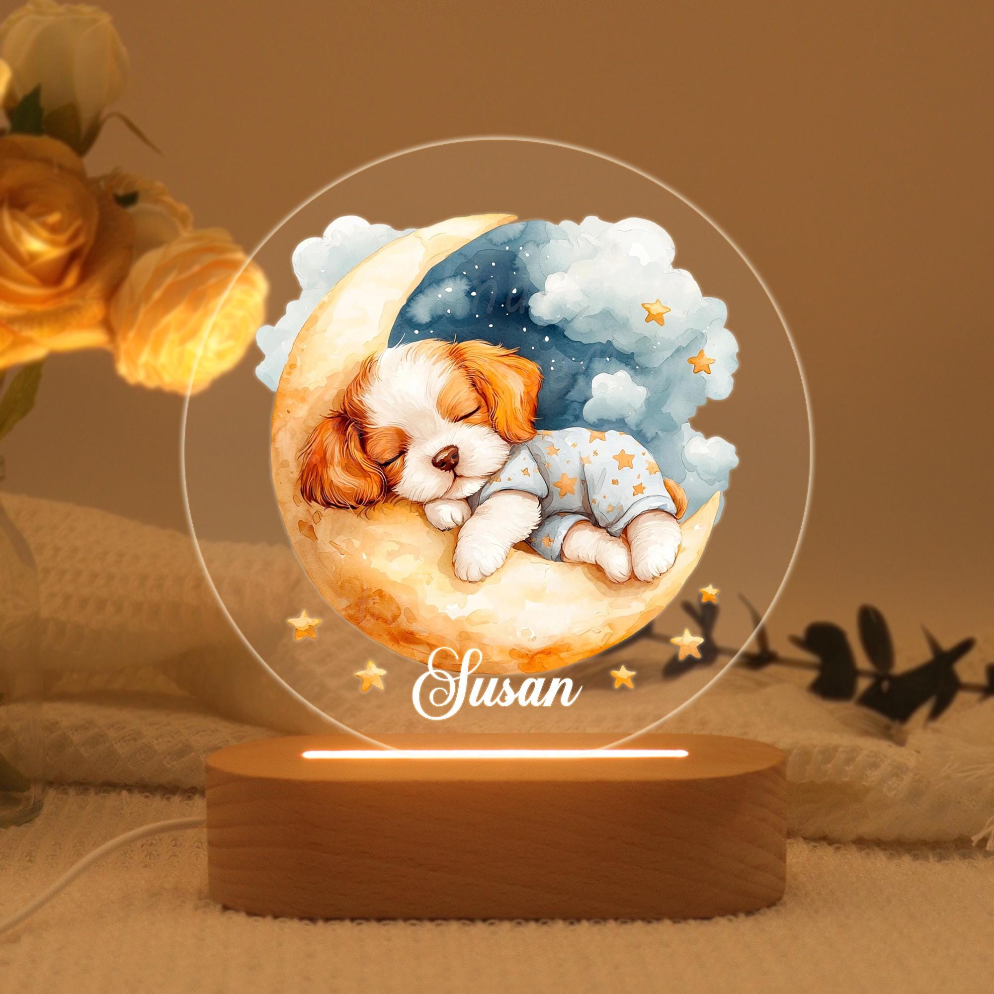 Custom Cute Animal Night Light with Name, Personalized Night Light for Baby Room, Nursery Lamp, Girls/Boys Night Light, 1st Birthday Gift