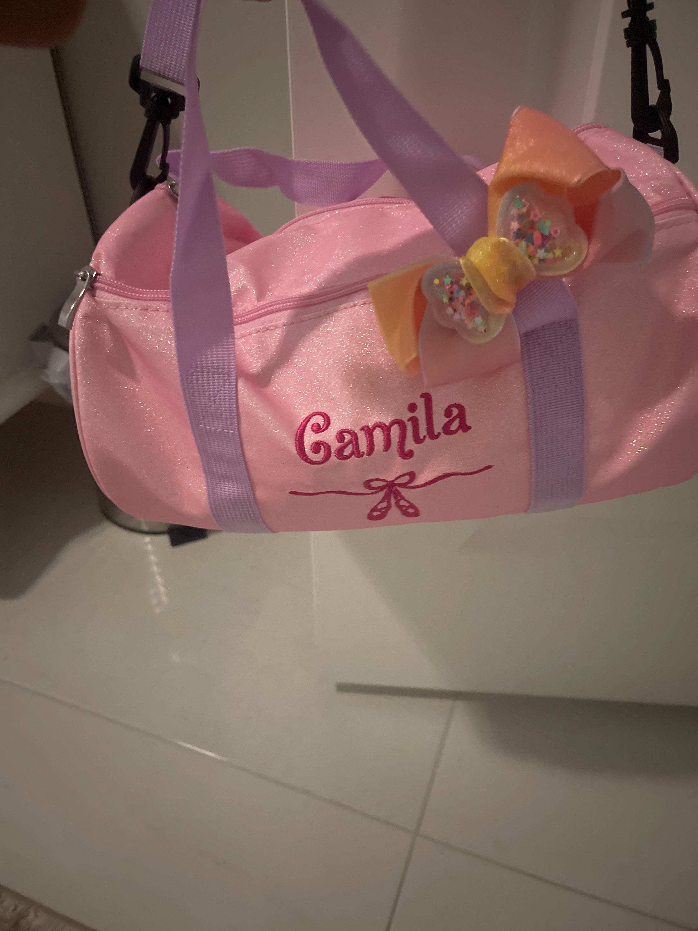 Sparkly Ballet Dance Bag for Little Girls-Toddler Weekender Bag-Custom Name Duffel Bag for Little Ballerinas-Personalized Birthday Gift