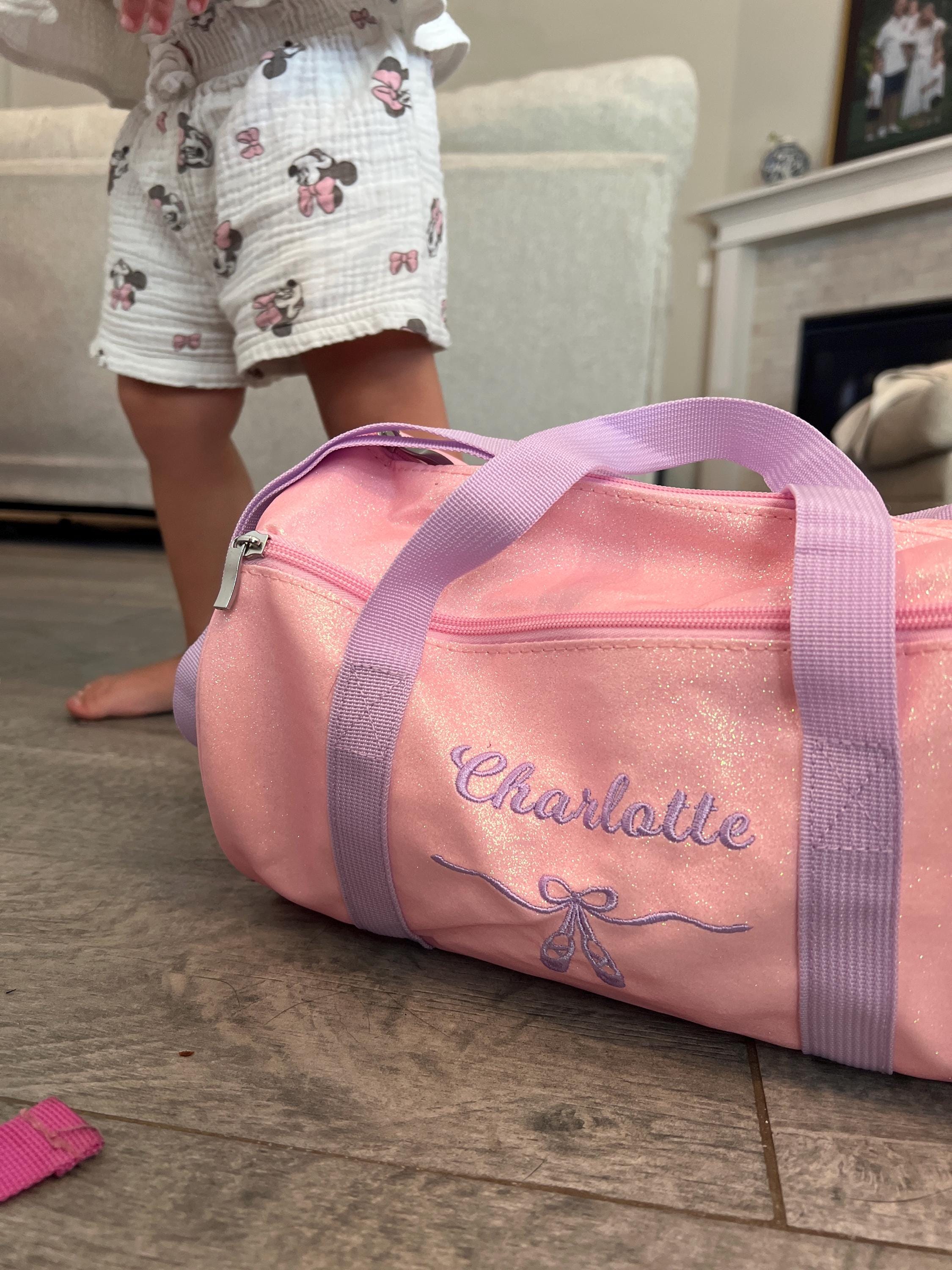 Sparkly Ballet Dance Bag for Little Girls-Toddler Weekender Bag-Custom Name Duffel Bag for Little Ballerinas-Personalized Birthday Gift