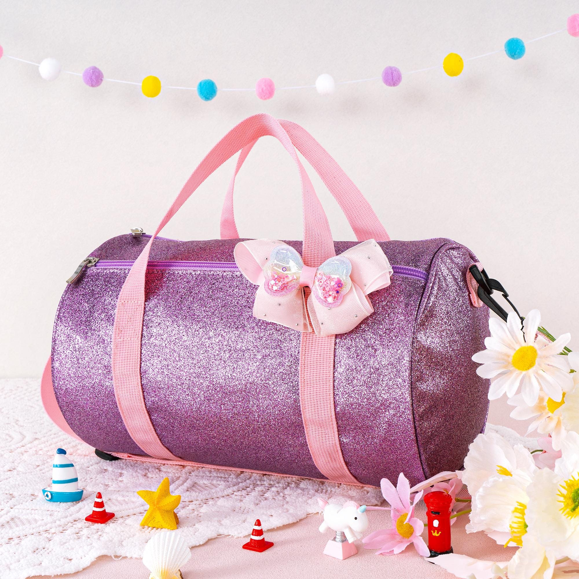 Sparkly Ballet Dance Bag for Little Girls-Toddler Weekender Bag-Custom Name Duffel Bag for Little Ballerinas-Personalized Birthday Gift