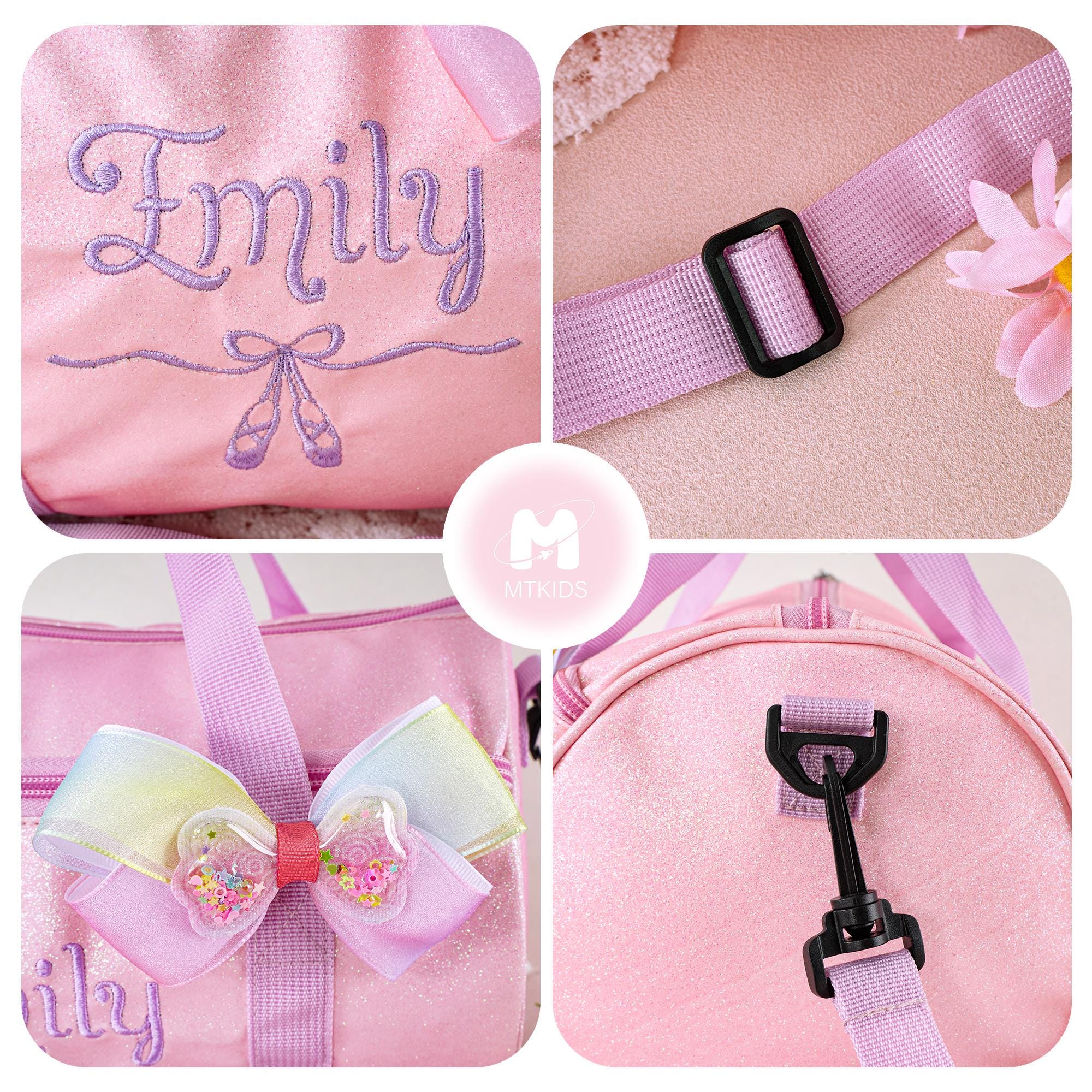 Sparkly Ballet Dance Bag for Little Girls-Toddler Weekender Bag-Custom Name Duffel Bag for Little Ballerinas-Personalized Birthday Gift