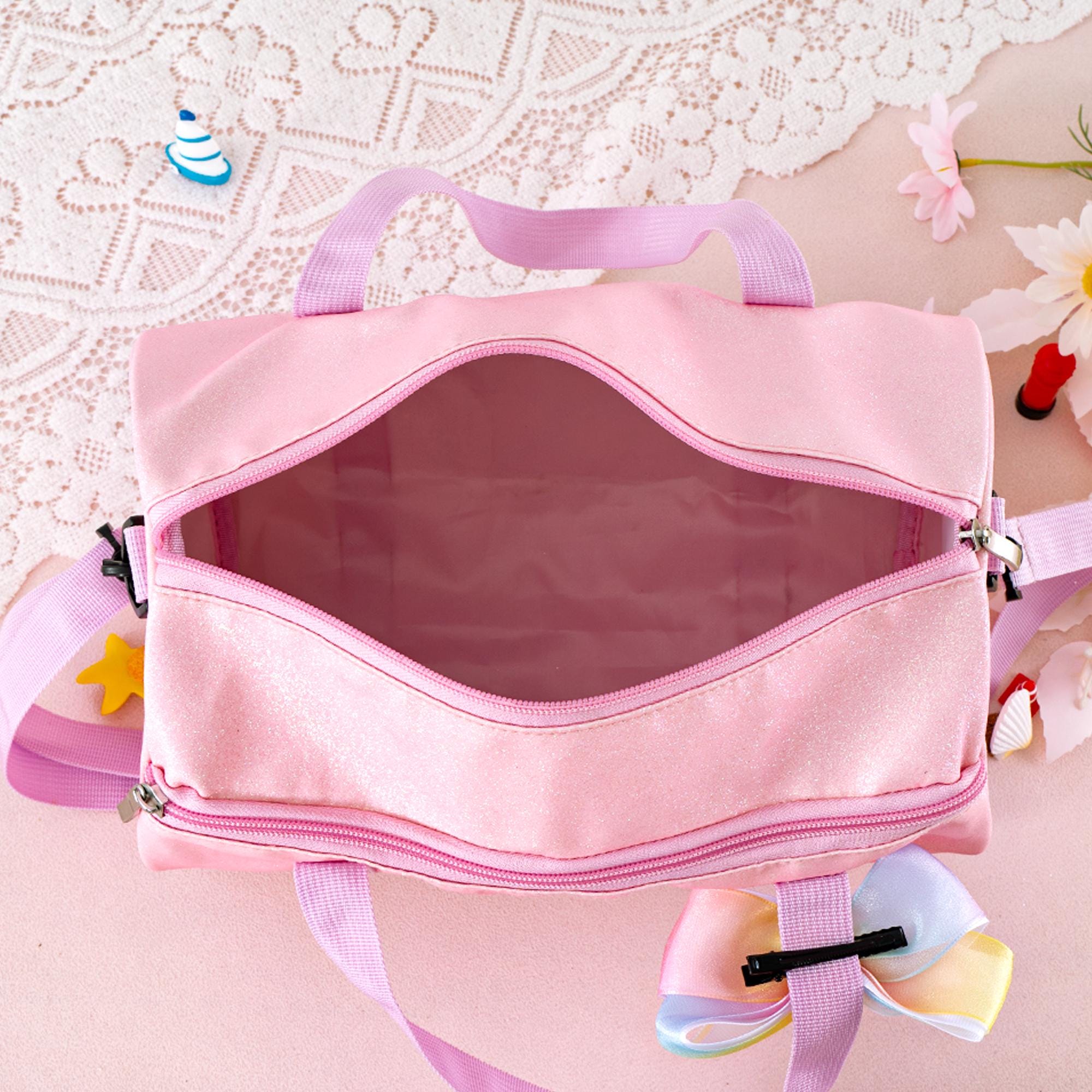 Sparkly Ballet Dance Bag for Little Girls-Toddler Weekender Bag-Custom Name Duffel Bag for Little Ballerinas-Personalized Birthday Gift