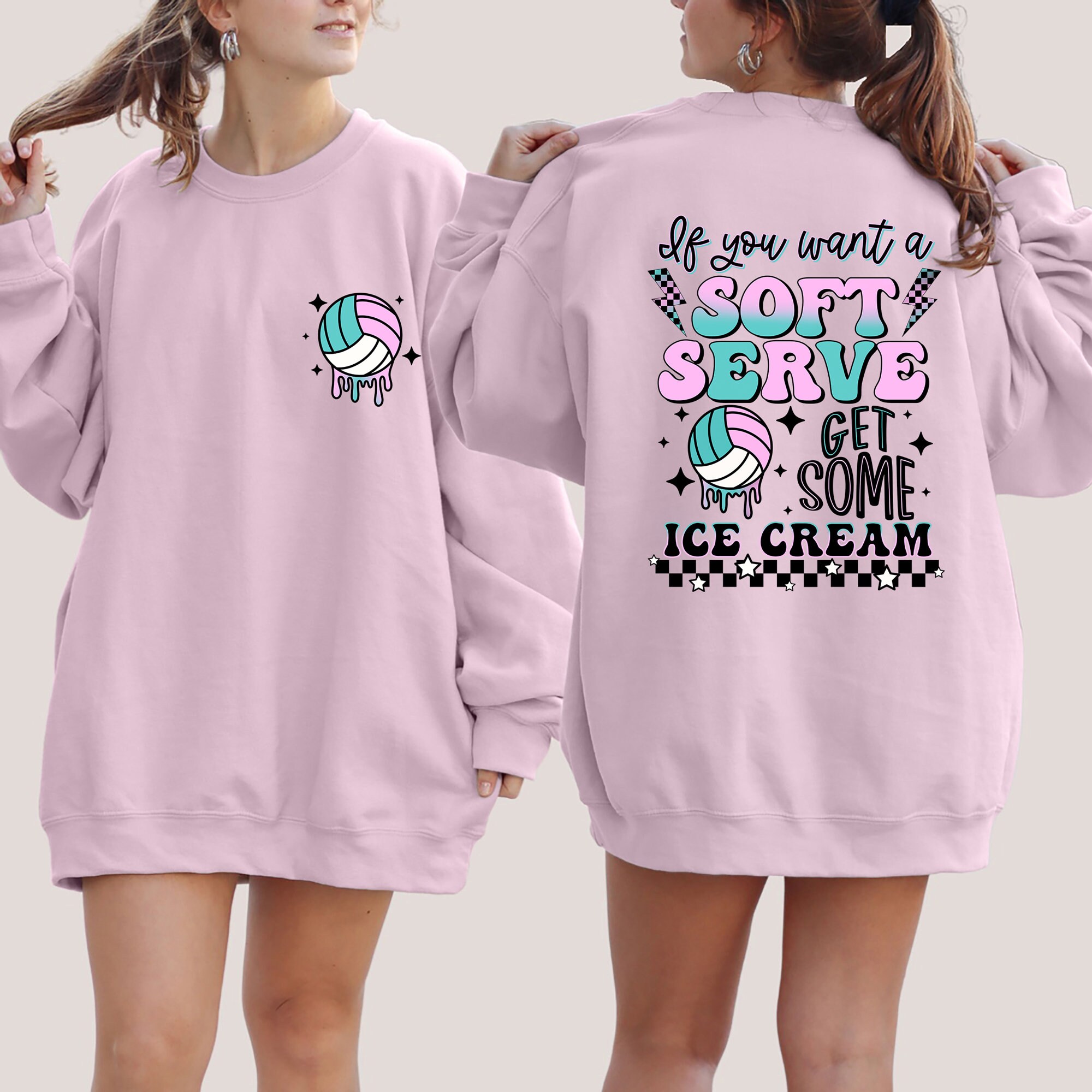 If You A Soft Serve Go Get Ice Cream Sweatshirt, Funny Volleyball Sweater,Volleyball Team Hoodie,Volleyball Mom Sweatshirt,Volleyball Hoodie