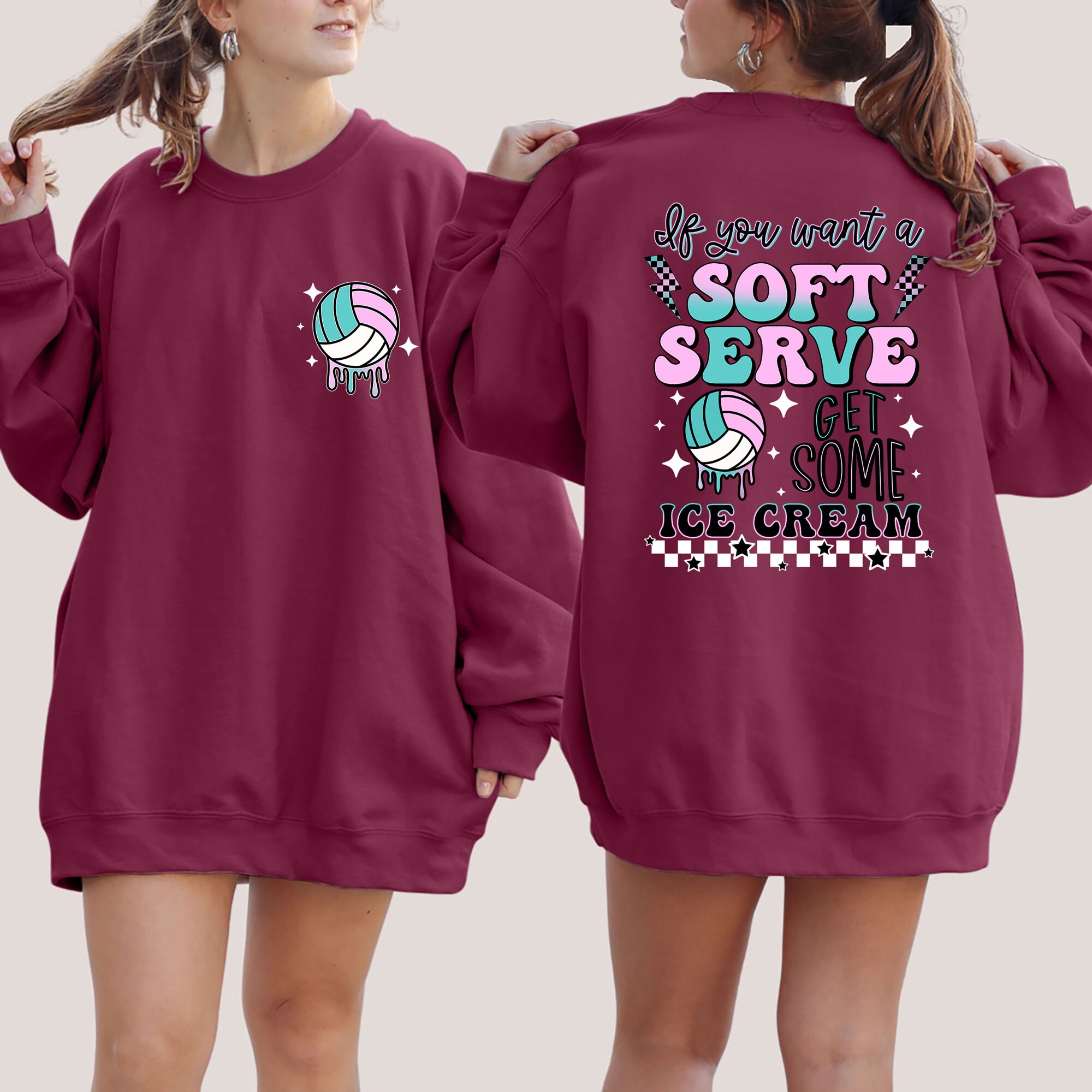 If You A Soft Serve Go Get Ice Cream Sweatshirt, Funny Volleyball Sweater,Volleyball Team Hoodie,Volleyball Mom Sweatshirt,Volleyball Hoodie