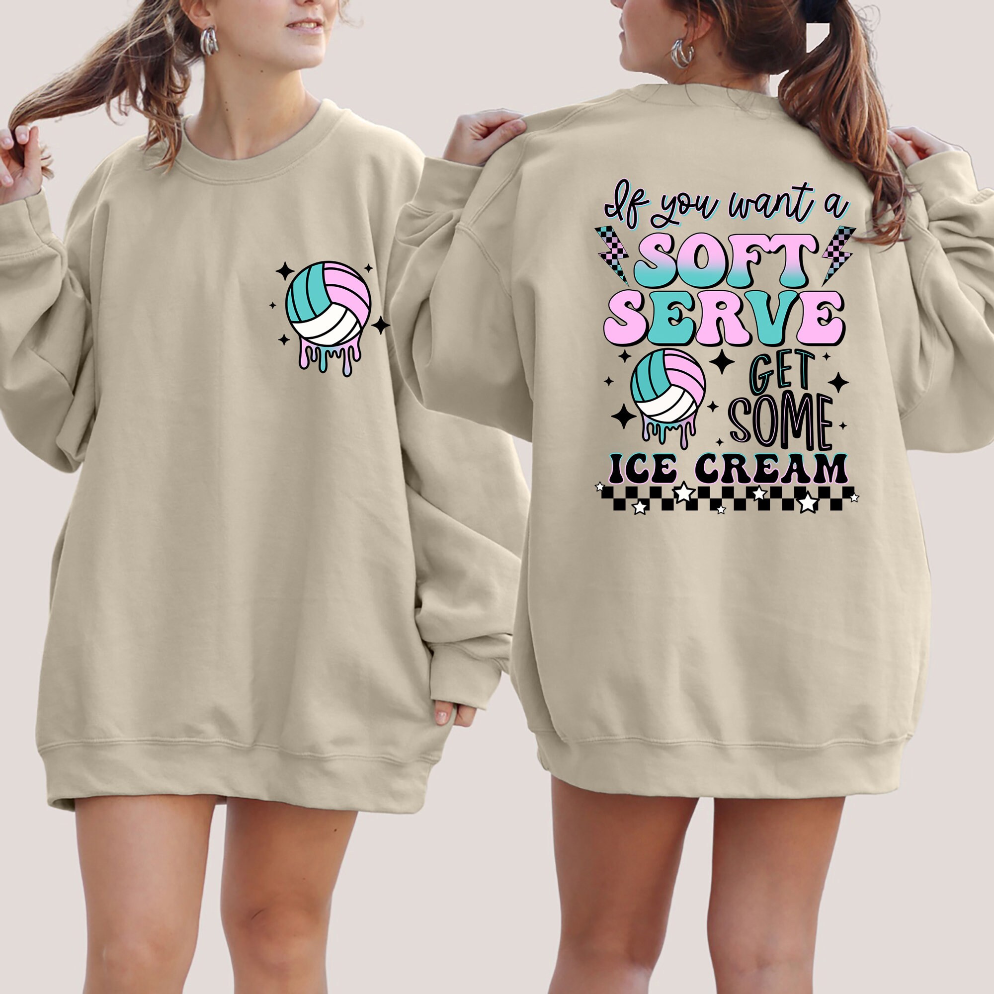 If You A Soft Serve Go Get Ice Cream Sweatshirt, Funny Volleyball Sweater,Volleyball Team Hoodie,Volleyball Mom Sweatshirt,Volleyball Hoodie