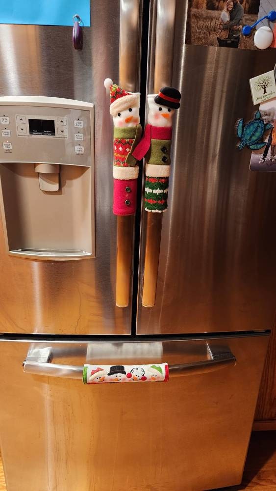 Snowman Christmas Decorations - Set of 3 Kitchen Handle Covers - Best Xmas Idea for Gift and Decor