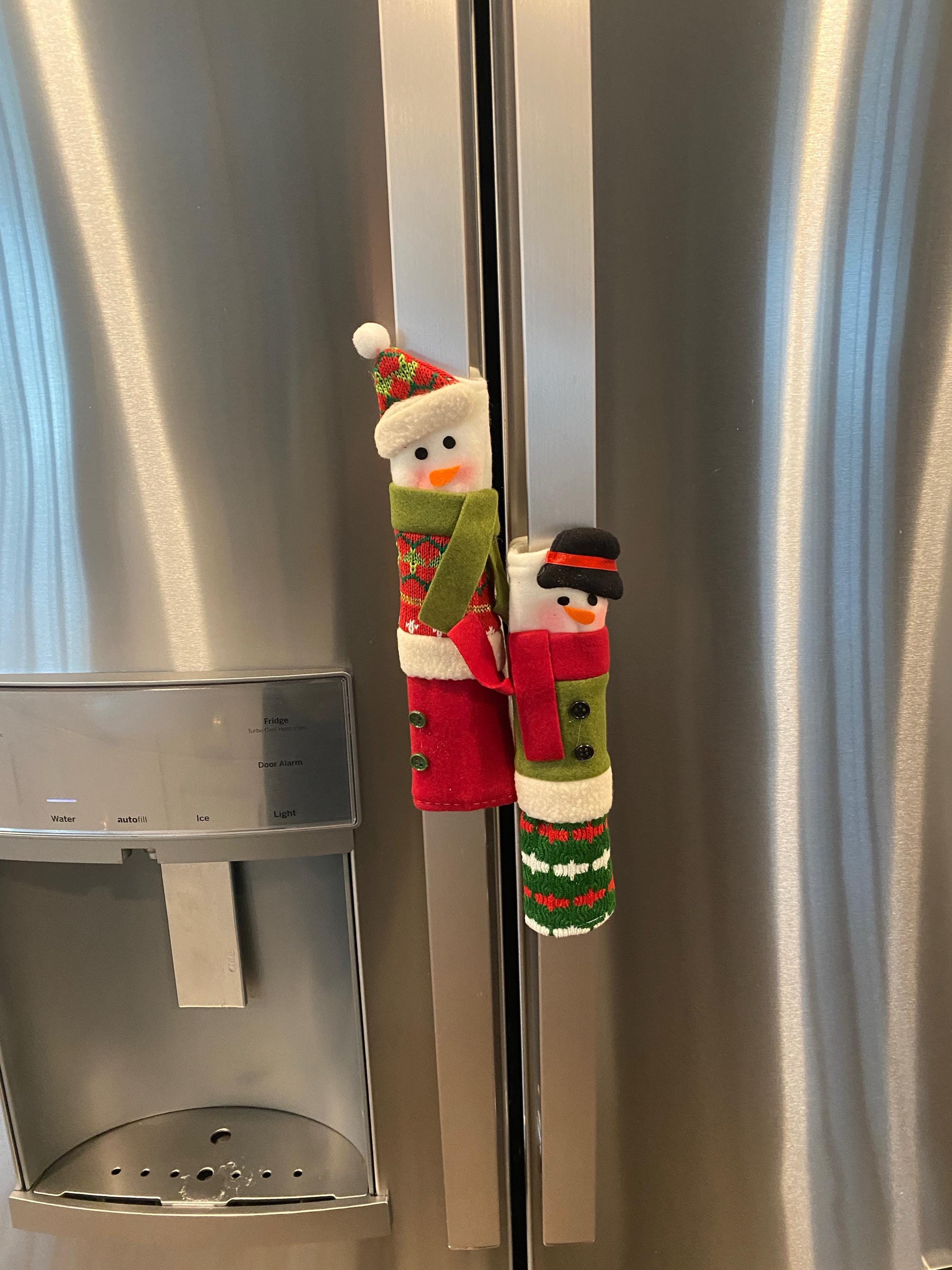 Snowman Christmas Decorations - Set of 3 Kitchen Handle Covers - Best Xmas Idea for Gift and Decor