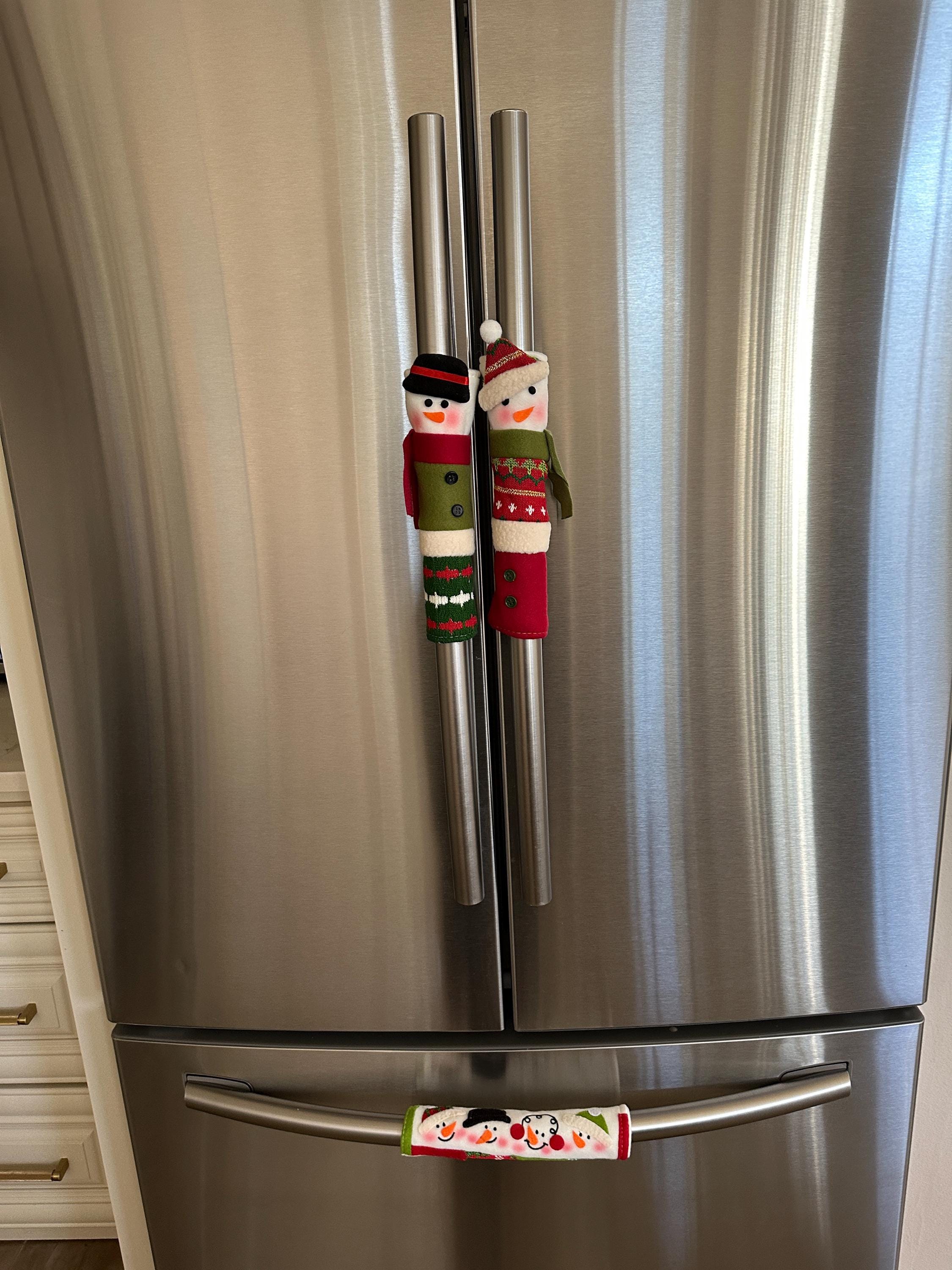 Snowman Christmas Decorations - Set of 3 Kitchen Handle Covers - Best Xmas Idea for Gift and Decor