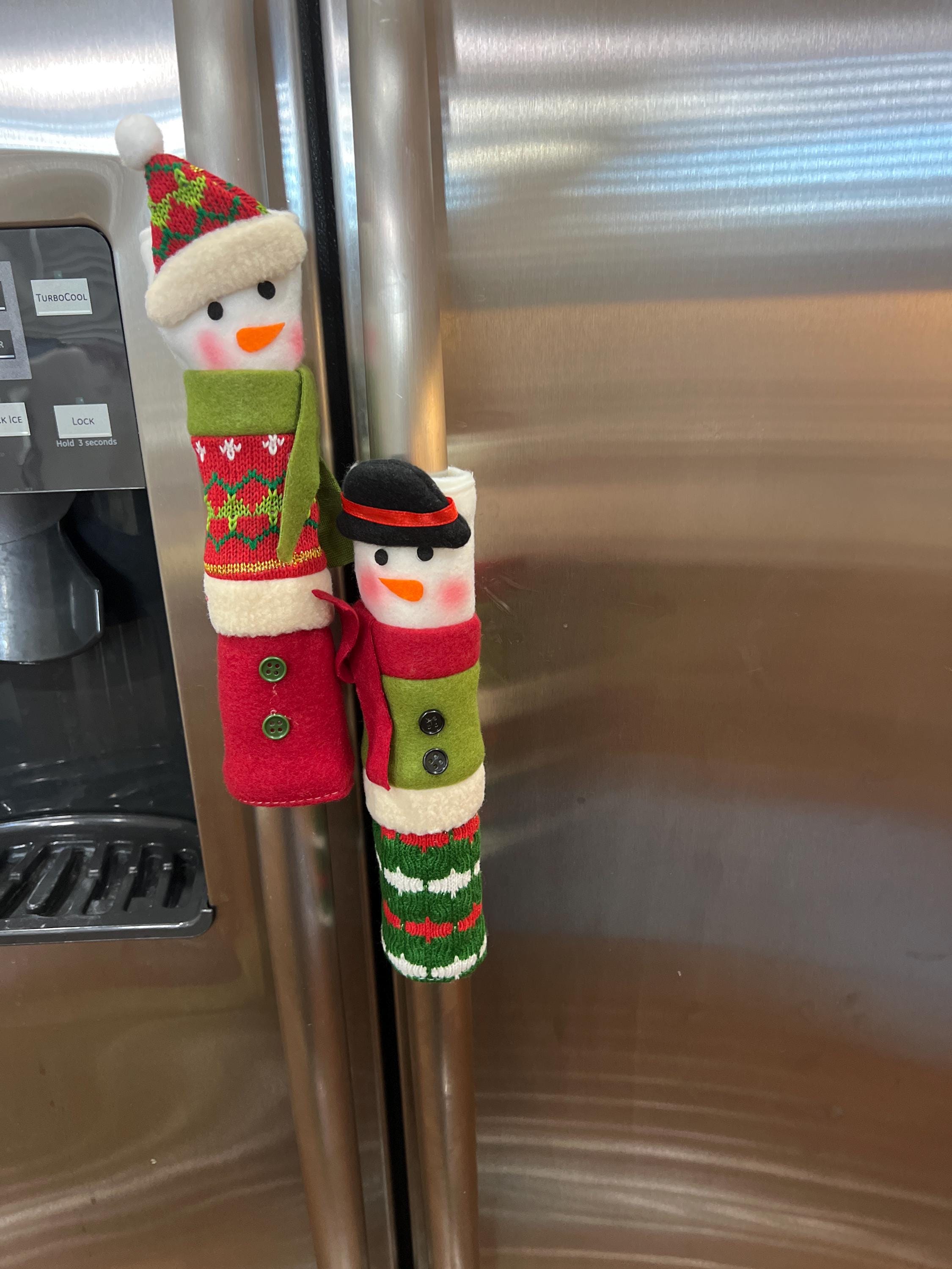 Snowman Christmas Decorations - Set of 3 Kitchen Handle Covers - Best Xmas Idea for Gift and Decor