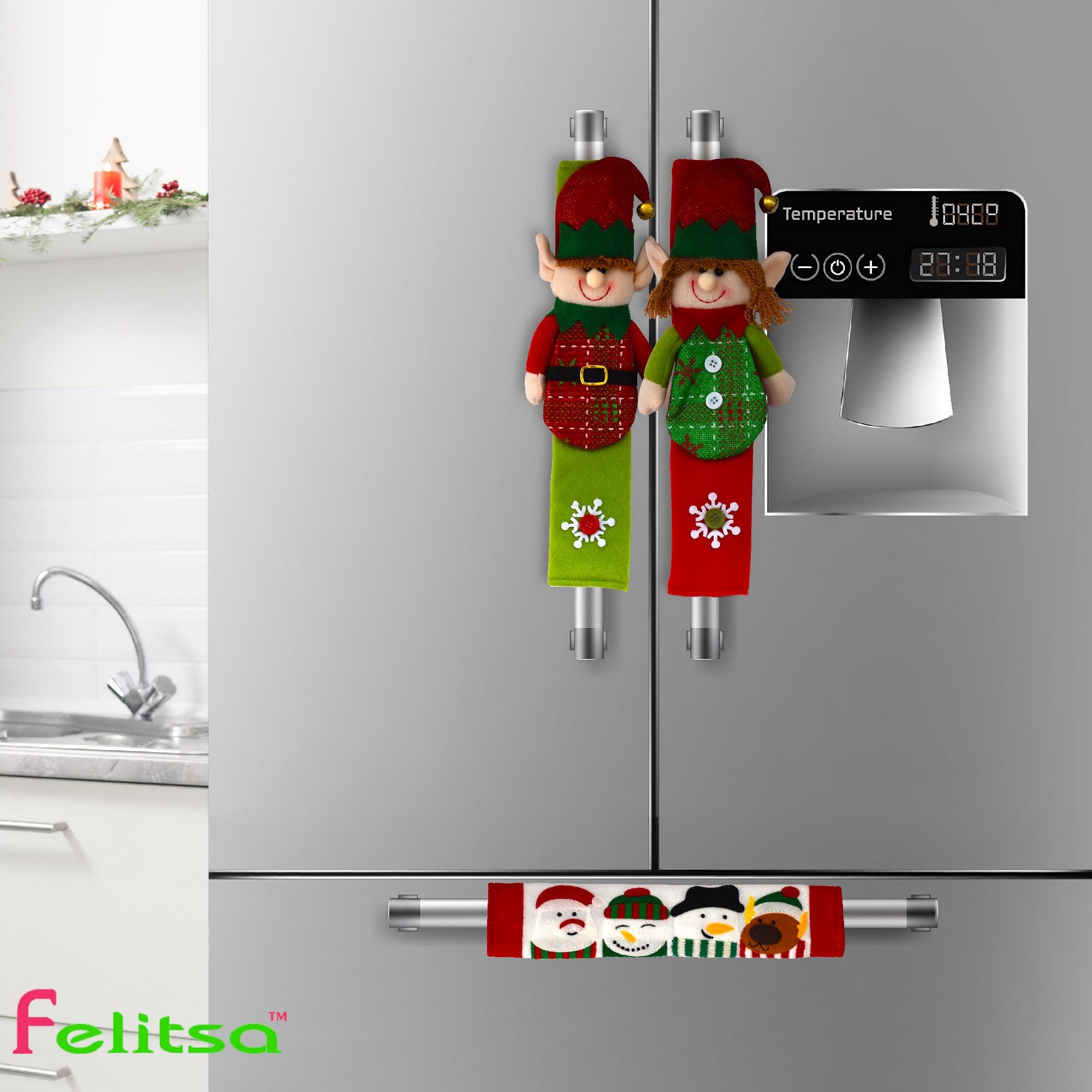 Snowman Christmas Decorations - Set of 3 Kitchen Handle Covers - Best Xmas Idea for Gift and Decor