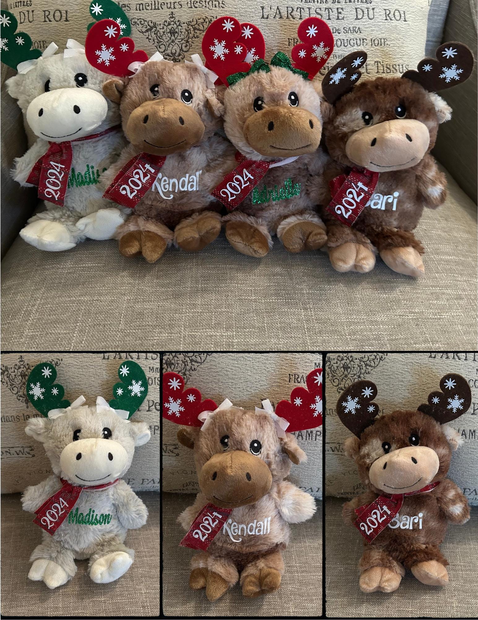 Christmas plush, Christmas gift, Personalized Christmas Moose, Stocking stuffers for kids, gift for kids, Boy gift, Gift for Preschoolers,