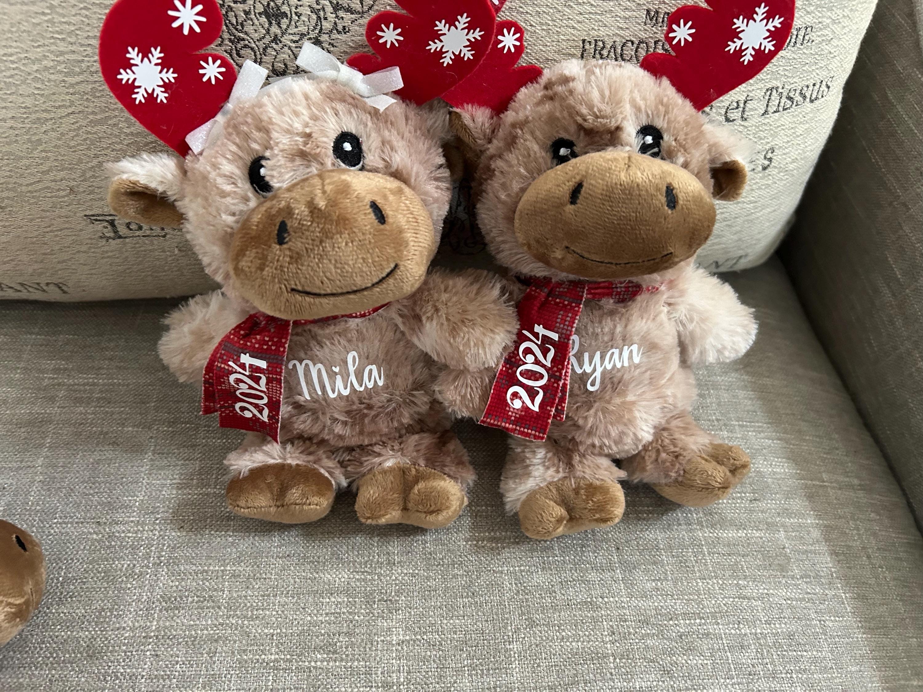 Christmas plush, Christmas gift, Personalized Christmas Moose, Stocking stuffers for kids, gift for kids, Boy gift, Gift for Preschoolers,