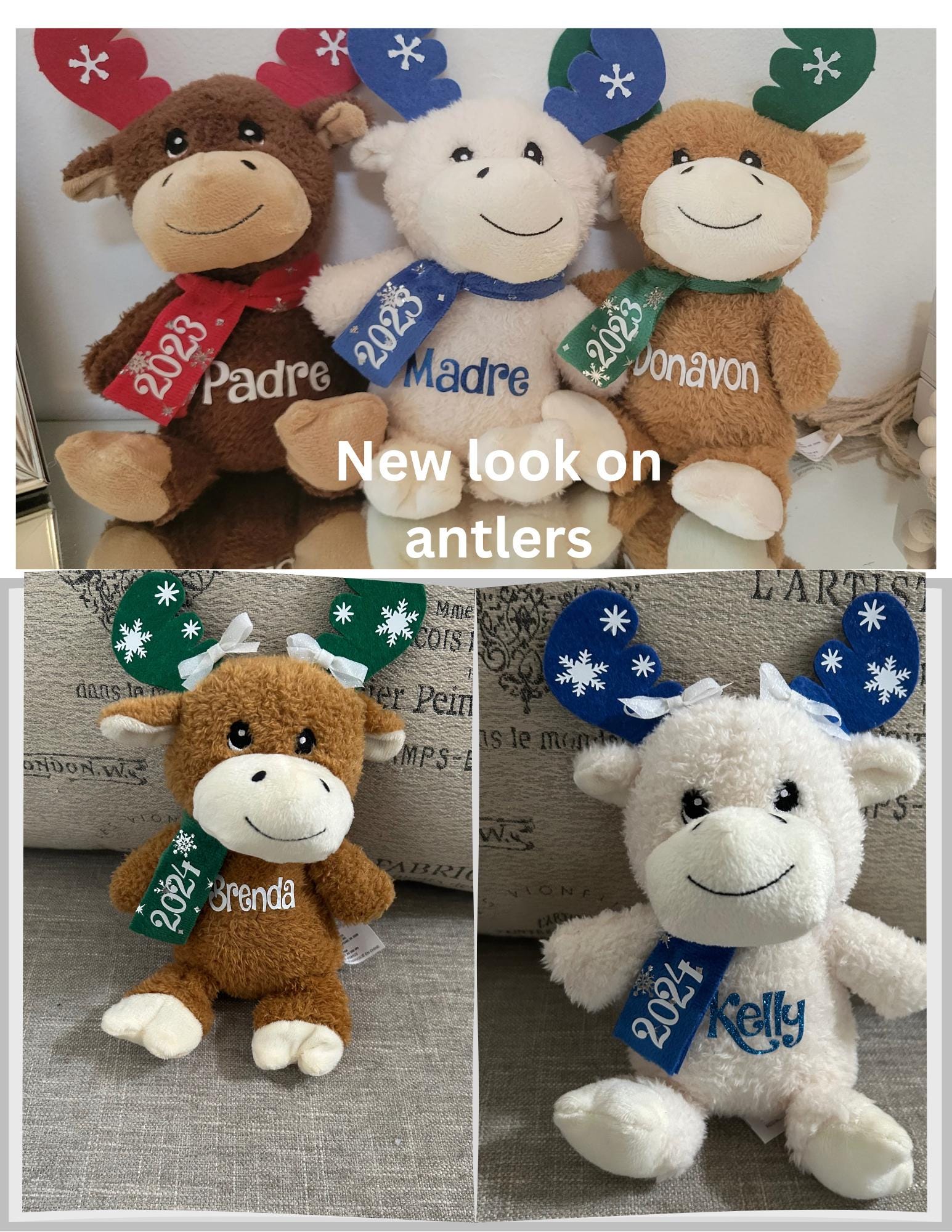 Christmas plush, Christmas gift, Personalized Christmas Moose, Stocking stuffers for kids, gift for kids, Boy gift, Gift for Preschoolers,