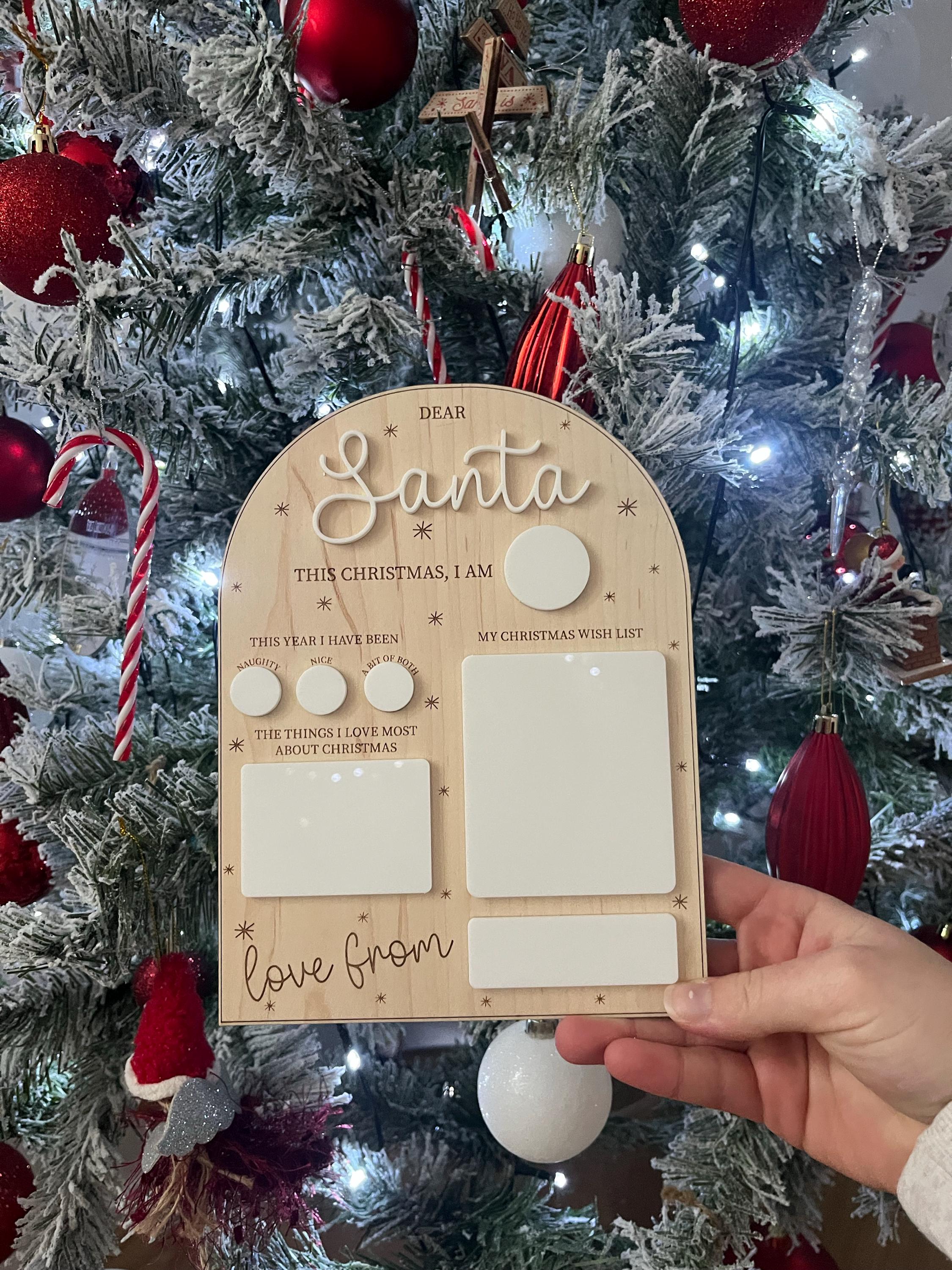 Reusable Dear Santa Letter Christmas Wish White Board Wood Acrylic