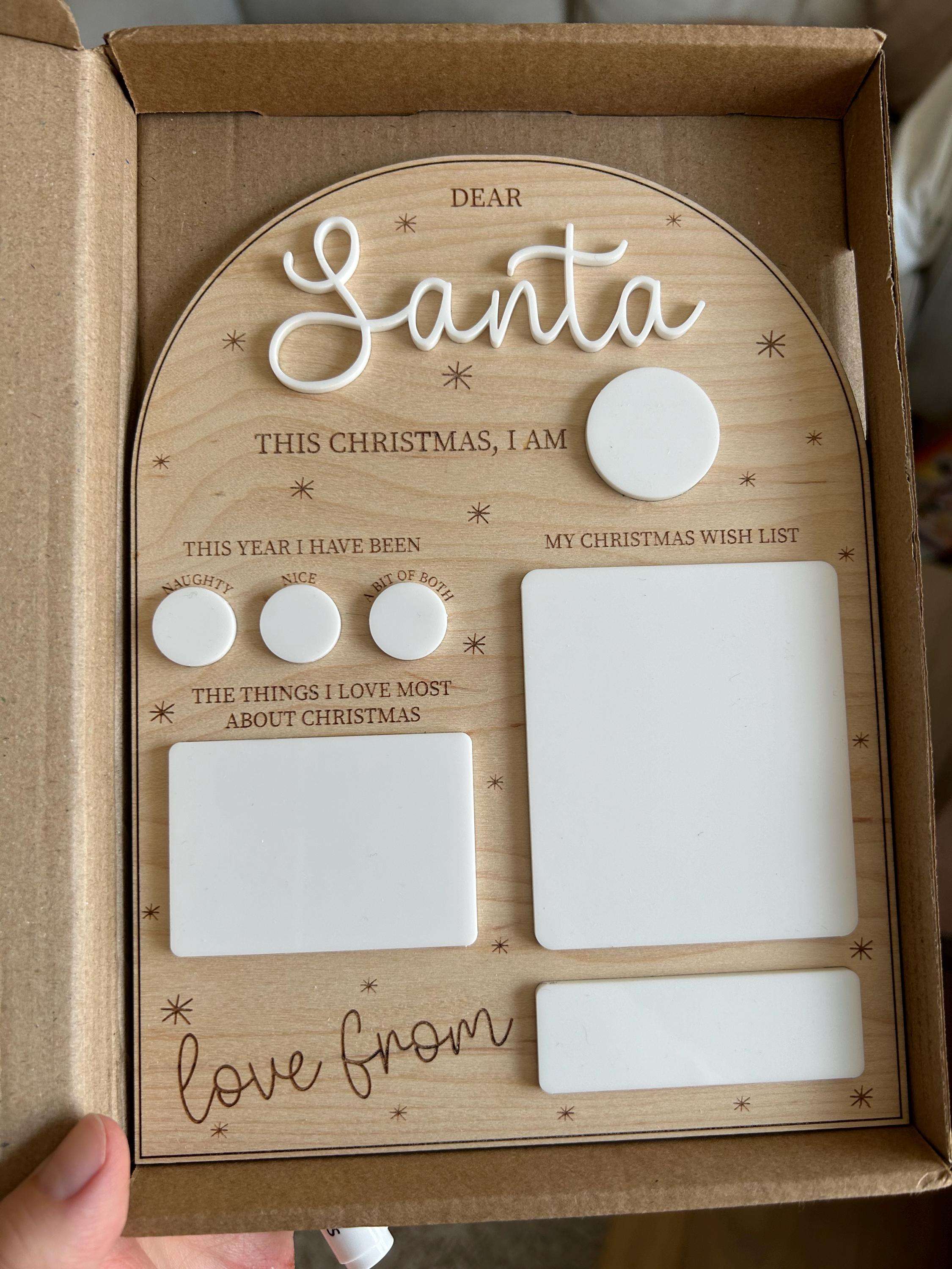 Reusable Dear Santa Letter Christmas Wish White Board Wood Acrylic