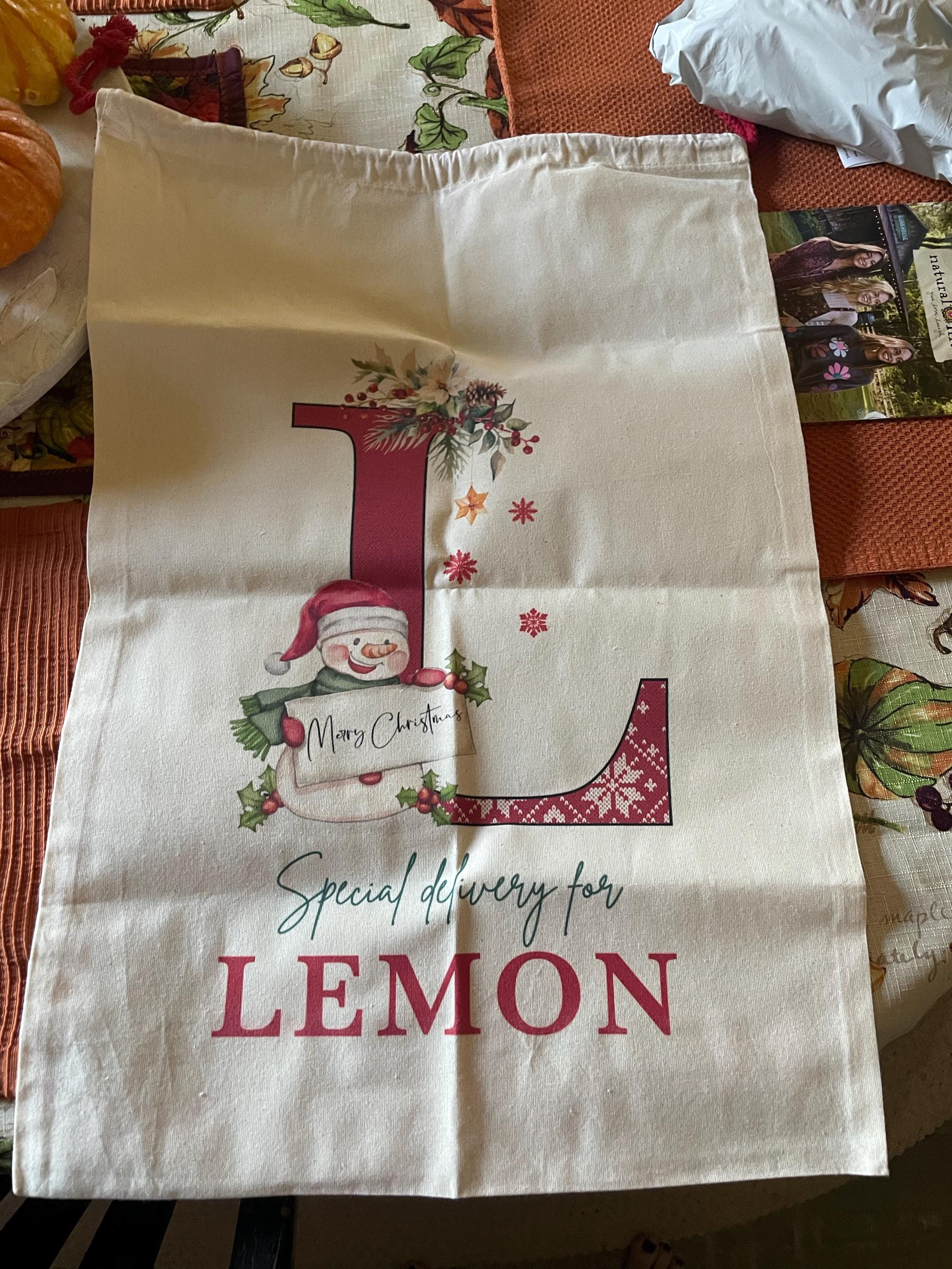 Christmas Santa Gift Bag for Kids Christmas, Custom Christmas Eve Bag, Sack for Christmas Presents, Holiday Gift Bag, Initial Snowman Secret