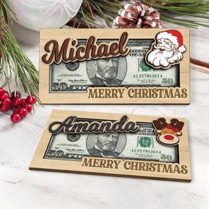 Personalized Cute Money Holder Christmas, Reindeer Money Holder, Santa Money Holder, Xmas Gift for Family, Money Card Gift MH02