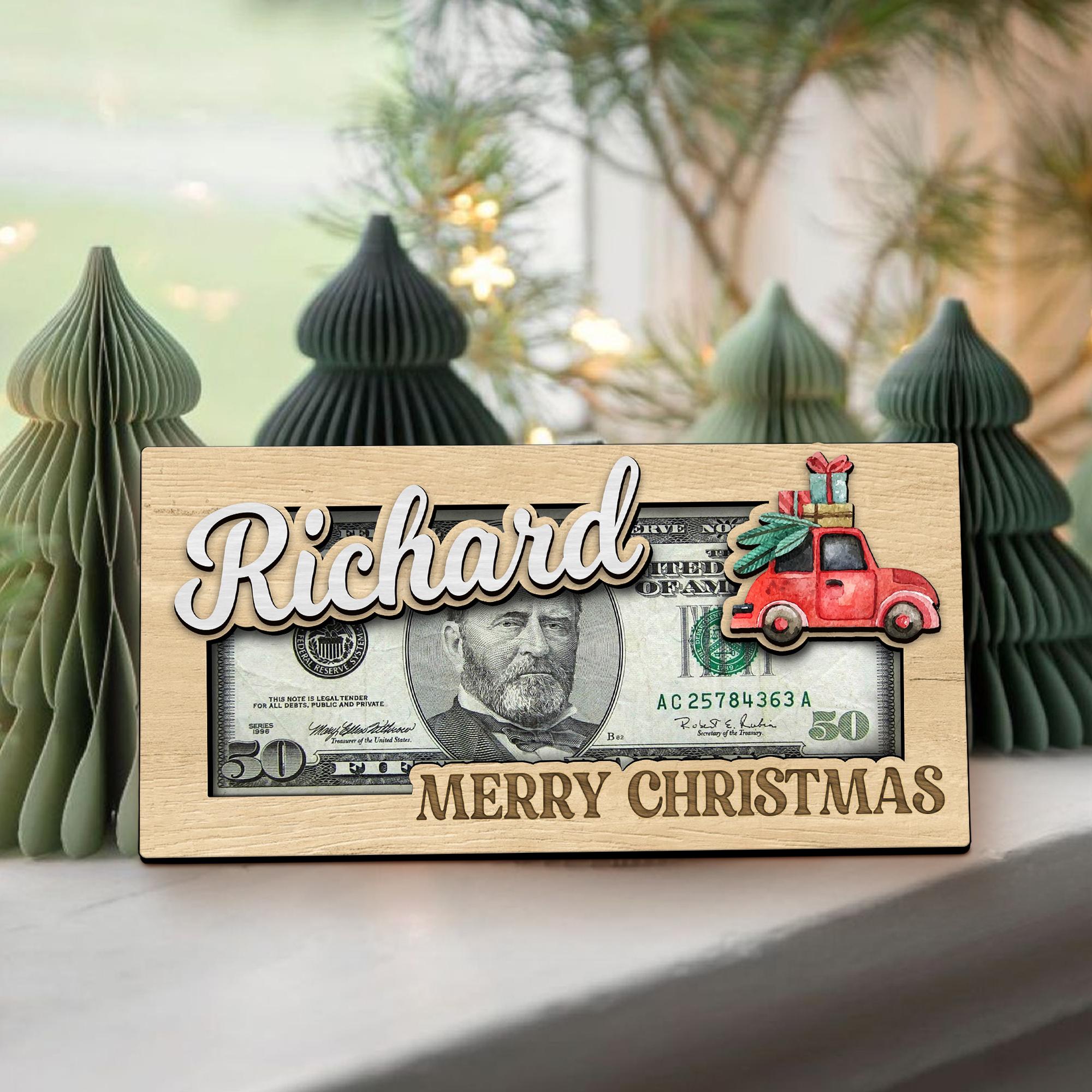 Personalized Cute Money Holder Christmas, Reindeer Money Holder, Santa Money Holder, Xmas Gift for Family, Money Card Gift MH02