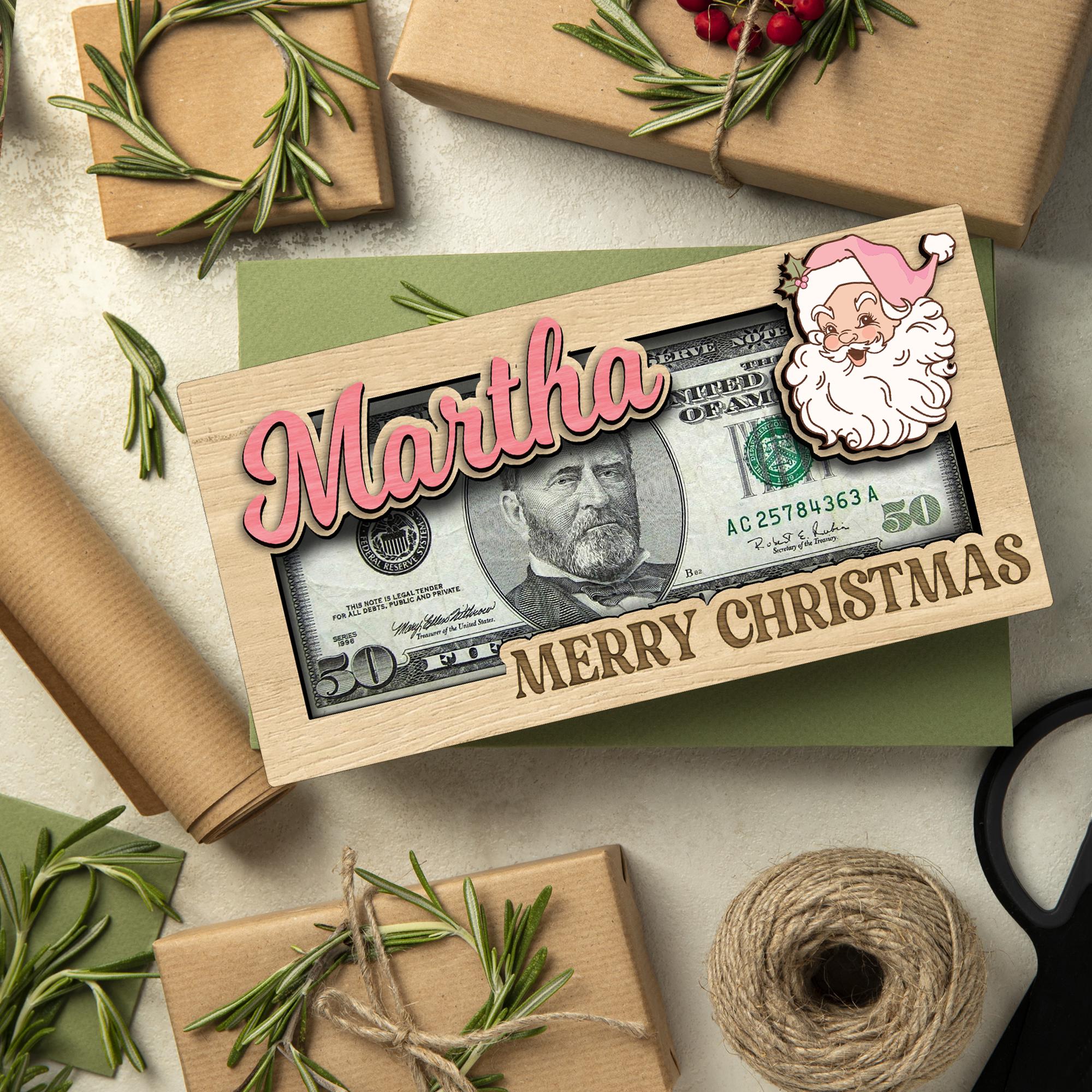 Personalized Cute Money Holder Christmas, Reindeer Money Holder, Santa Money Holder, Xmas Gift for Family, Money Card Gift MH02