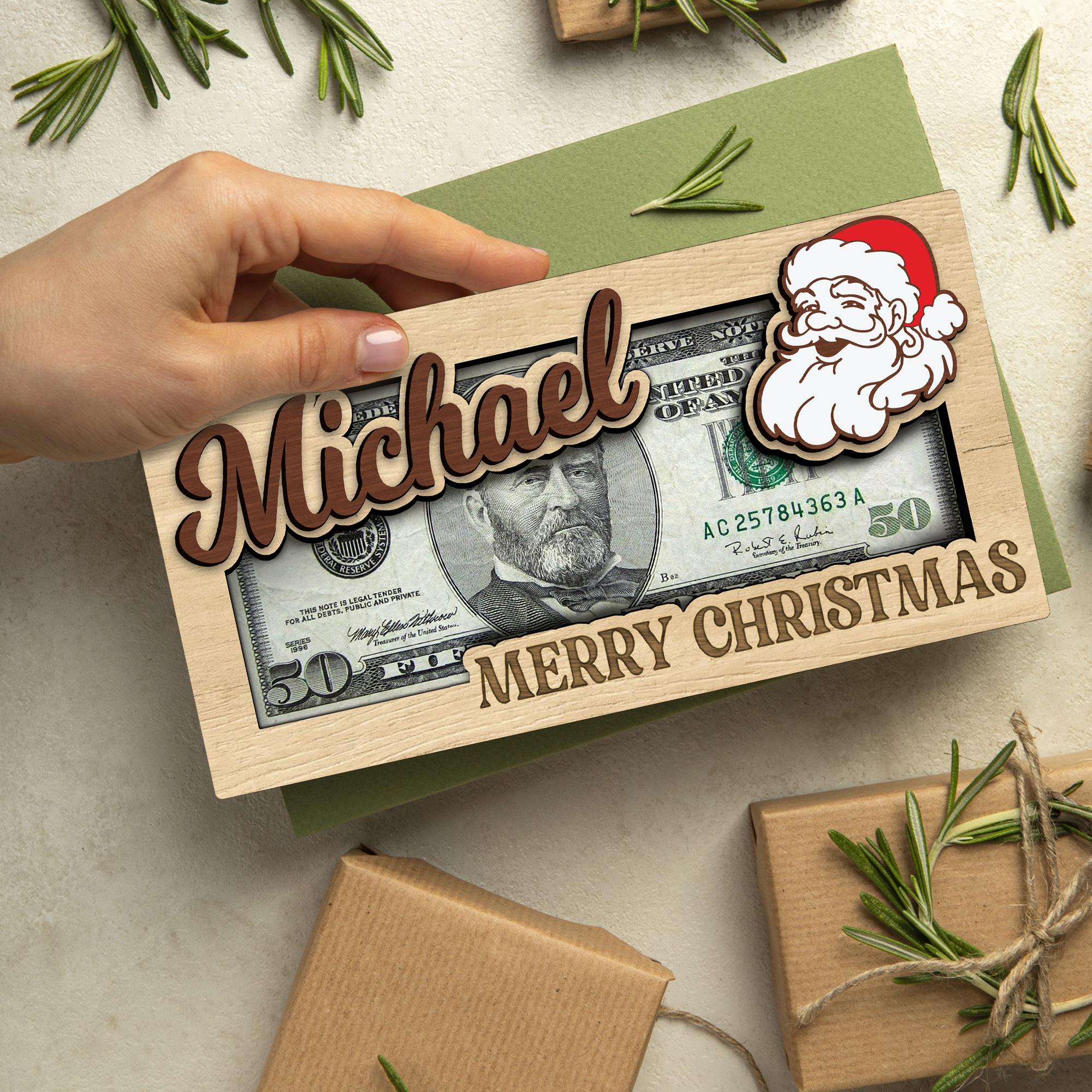 Personalized Cute Money Holder Christmas, Reindeer Money Holder, Santa Money Holder, Xmas Gift for Family, Money Card Gift MH02