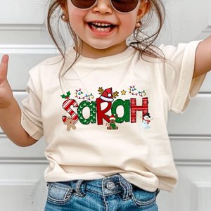 Personalized Christmas Kids Name Shirt,Custom Christmas Toddler Shirt,Christmas Gifts for Kids,Girl Name Christmas Shirt,Mother Daughter Tee