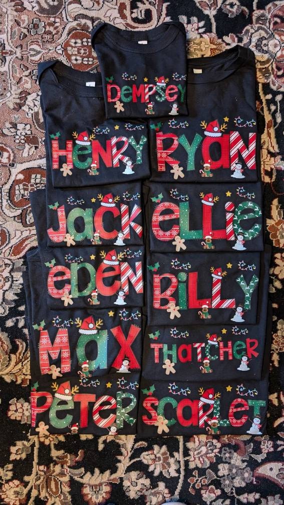 Personalized Christmas Kids Name Shirt,Custom Christmas Toddler Shirt,Christmas Gifts for Kids,Girl Name Christmas Shirt,Mother Daughter Tee