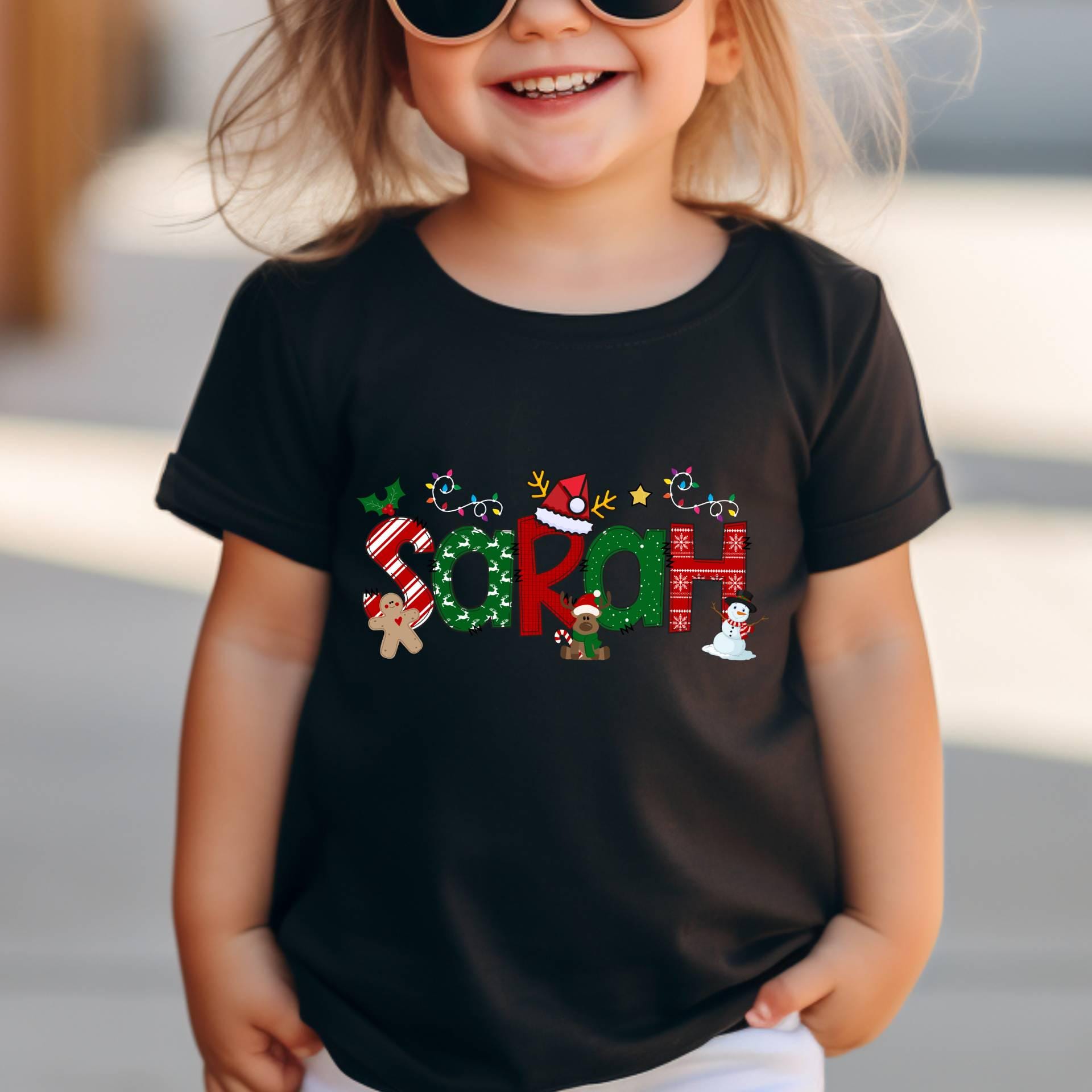 Personalized Christmas Kids Name Shirt,Custom Christmas Toddler Shirt,Christmas Gifts for Kids,Girl Name Christmas Shirt,Mother Daughter Tee