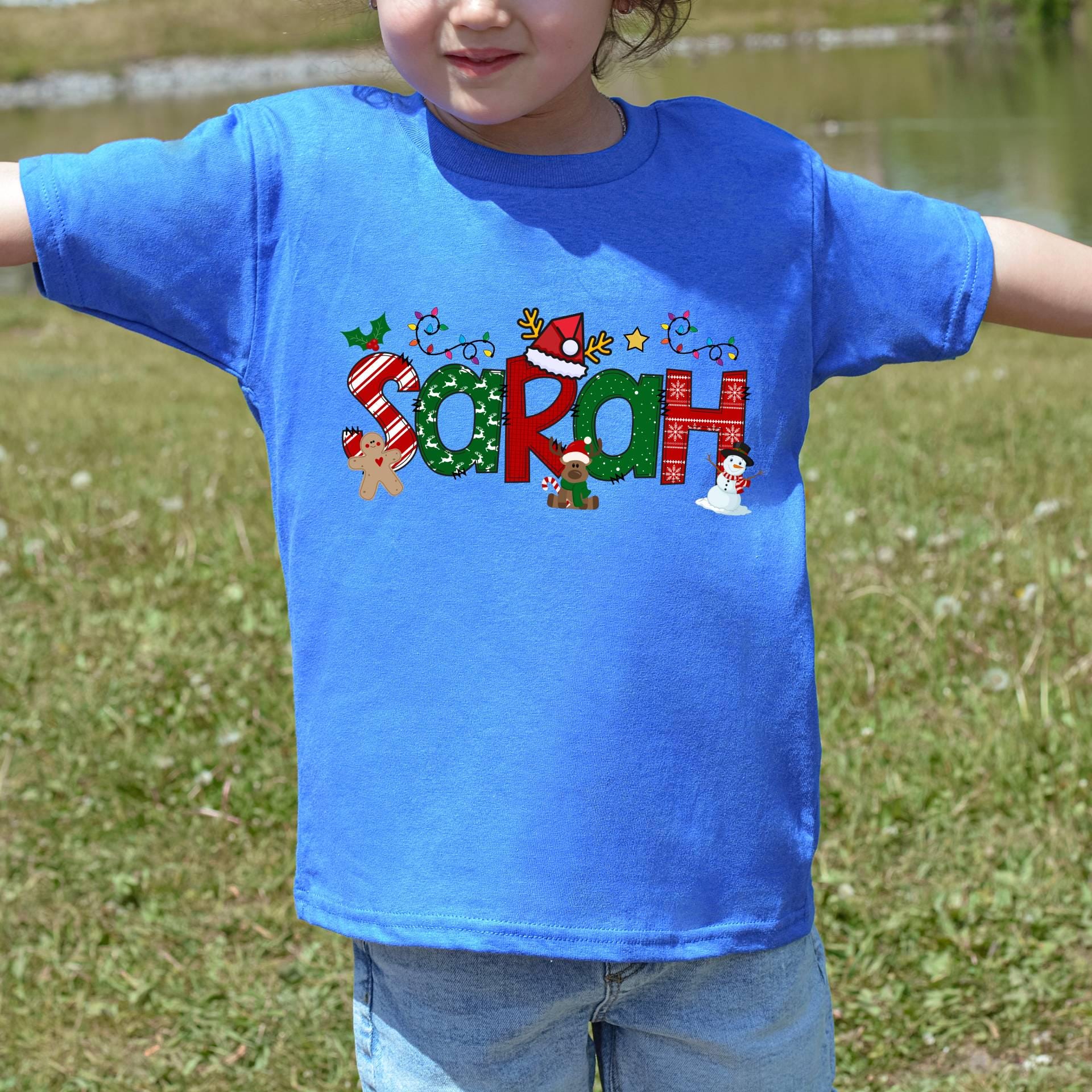 Personalized Christmas Kids Name Shirt,Custom Christmas Toddler Shirt,Christmas Gifts for Kids,Girl Name Christmas Shirt,Mother Daughter Tee