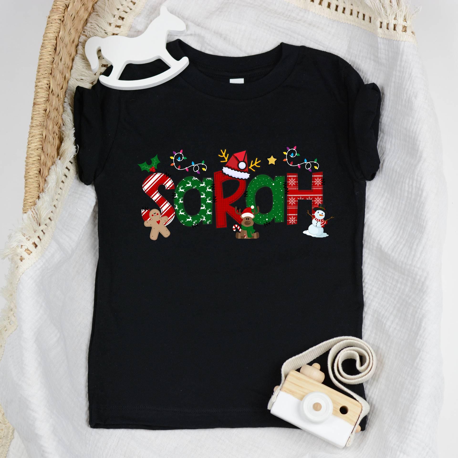 Personalized Christmas Kids Name Shirt,Custom Christmas Toddler Shirt,Christmas Gifts for Kids,Girl Name Christmas Shirt,Mother Daughter Tee