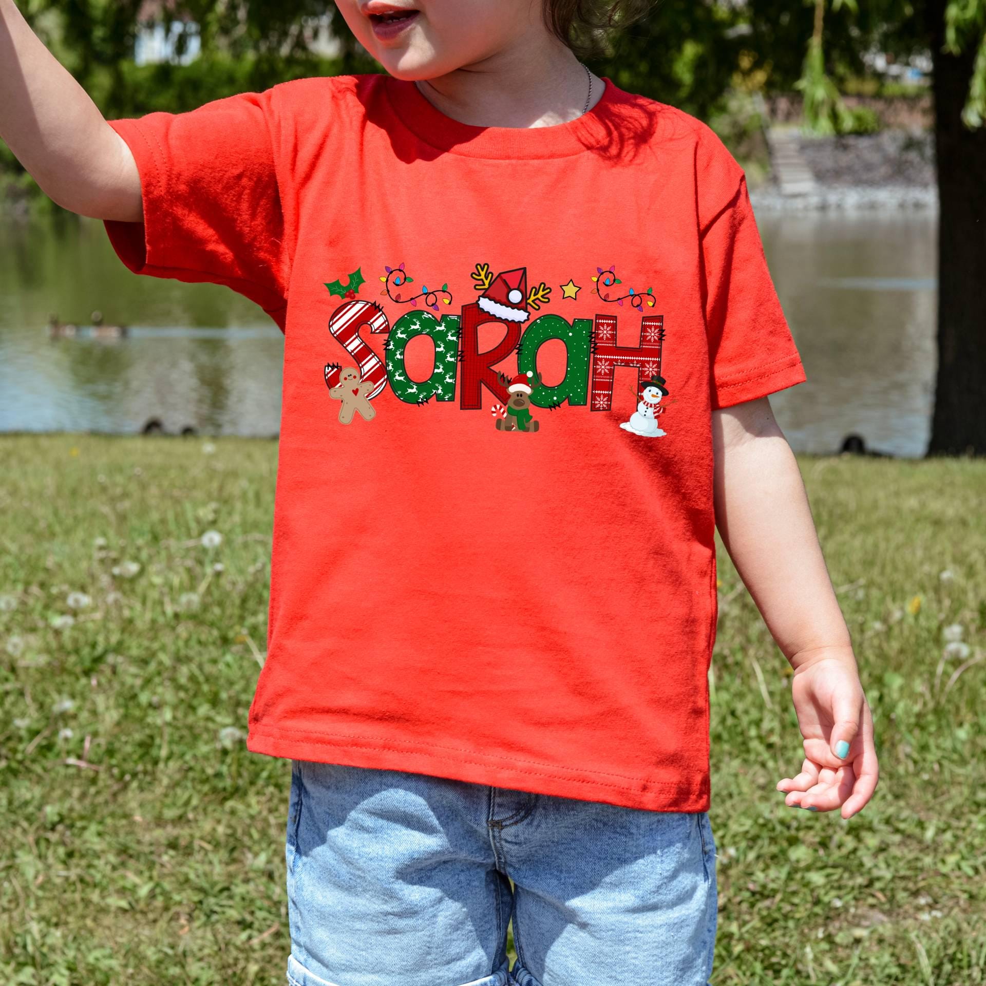 Personalized Christmas Kids Name Shirt,Custom Christmas Toddler Shirt,Christmas Gifts for Kids,Girl Name Christmas Shirt,Mother Daughter Tee