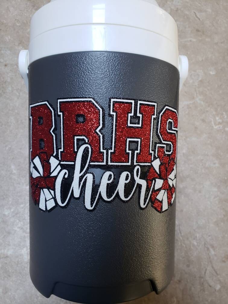 Cheer Glitter Stickers & Magnets - Personalized Cheerleader High School Letters and Pom Poms - Varsity JV Laptop Water Bottle Cups Tumblers