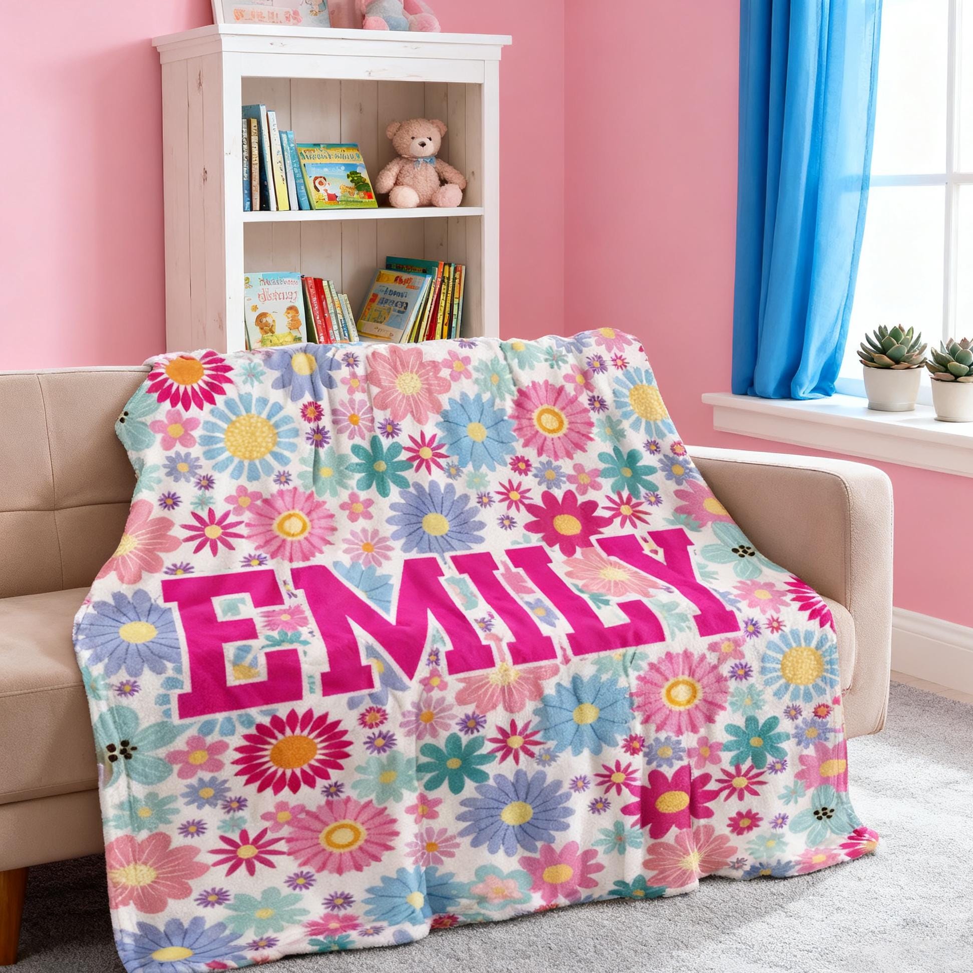 Personalized Name Blanket for Kids, Custom Fleece Nursery Blanket for Newborn, Kids Throw Blanket, Swaddle Blanket, Mother's Day Gift