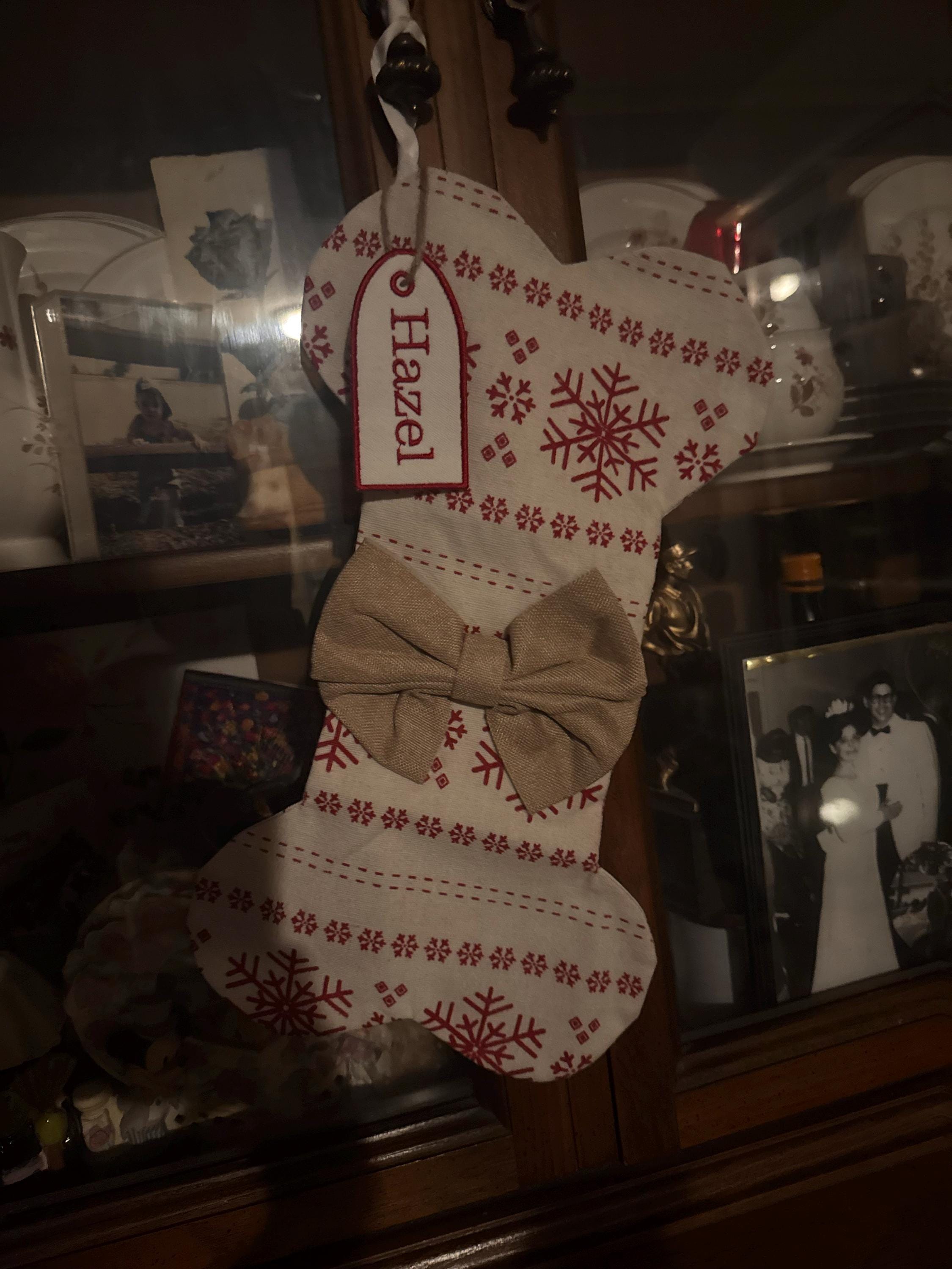 Personalized Dog Christmas Stockings Pet Stockings with Name Tag Custom Holiday Stockings Embroidered Dog Bone Stockings for New Puppy Gifts