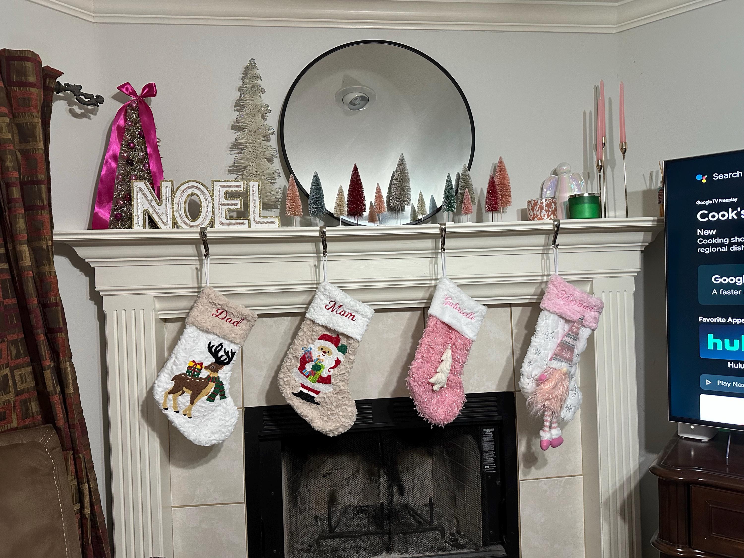 Christmas Stockings Personalized 3D Doll Stocking Embroidered Stockings with Name Sequin Stockings for Holiday Stocking for Christmas Gifts