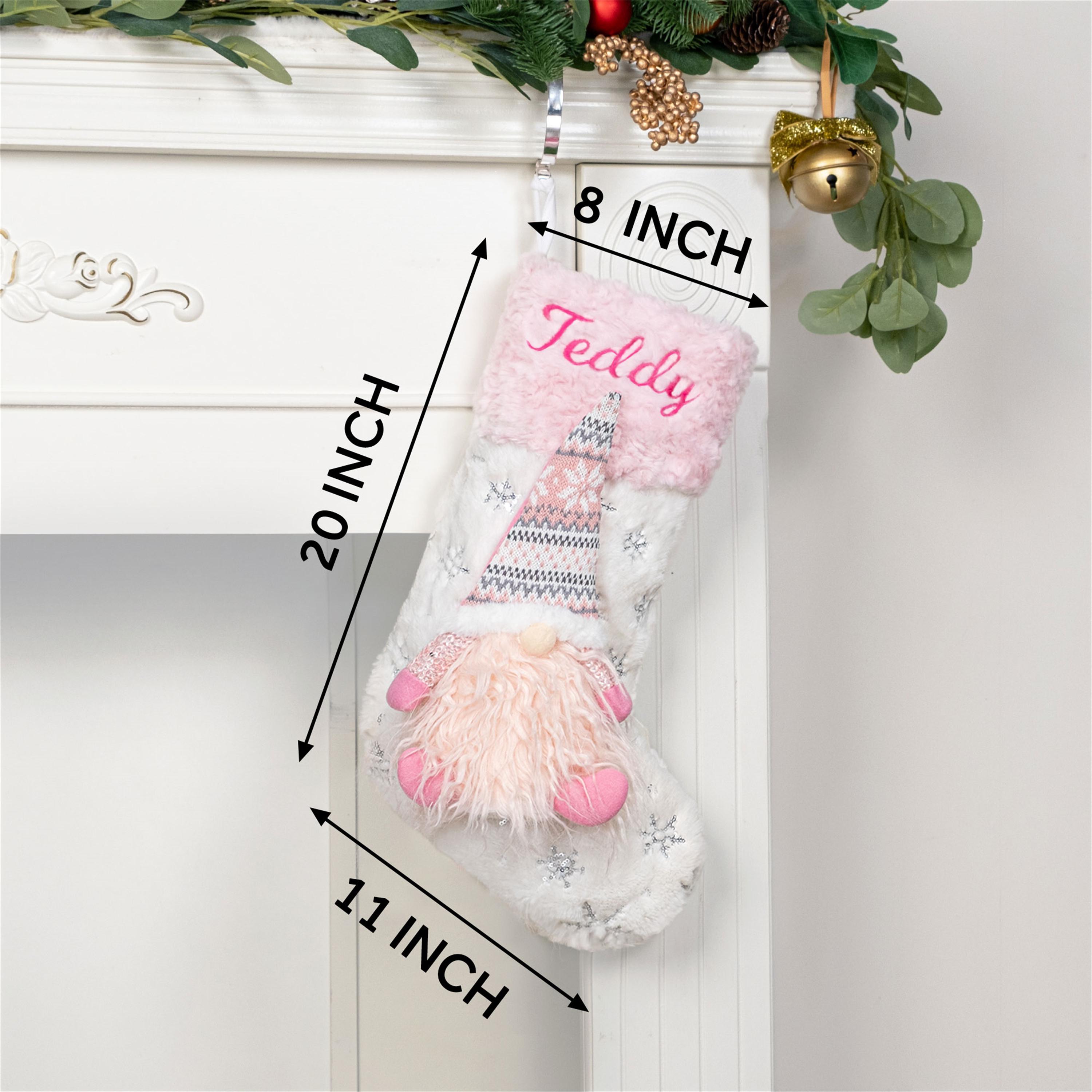 Christmas Stockings Personalized 3D Doll Stocking Embroidered Stockings with Name Sequin Stockings for Holiday Stocking for Christmas Gifts