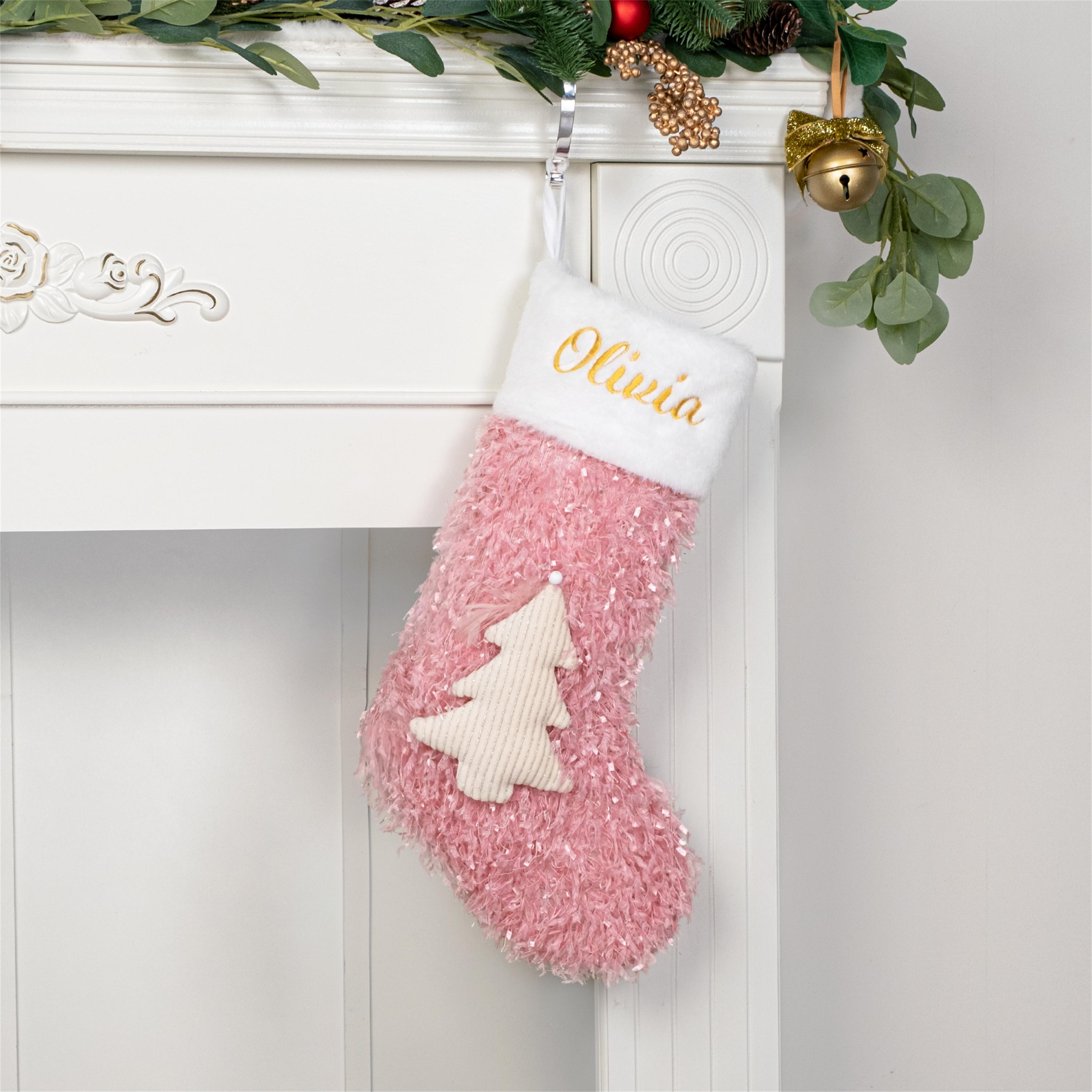 Christmas Stockings Personalized 3D Doll Stocking Embroidered Stockings with Name Sequin Stockings for Holiday Stocking for Christmas Gifts