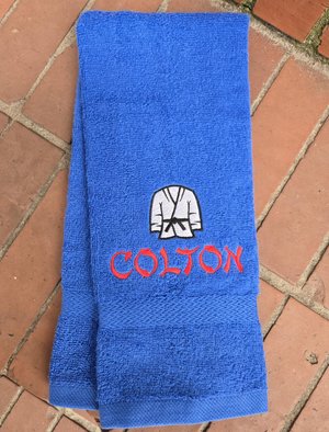 Personalized Karate Uniform Towel: Embroidered Gym Sweat Towel