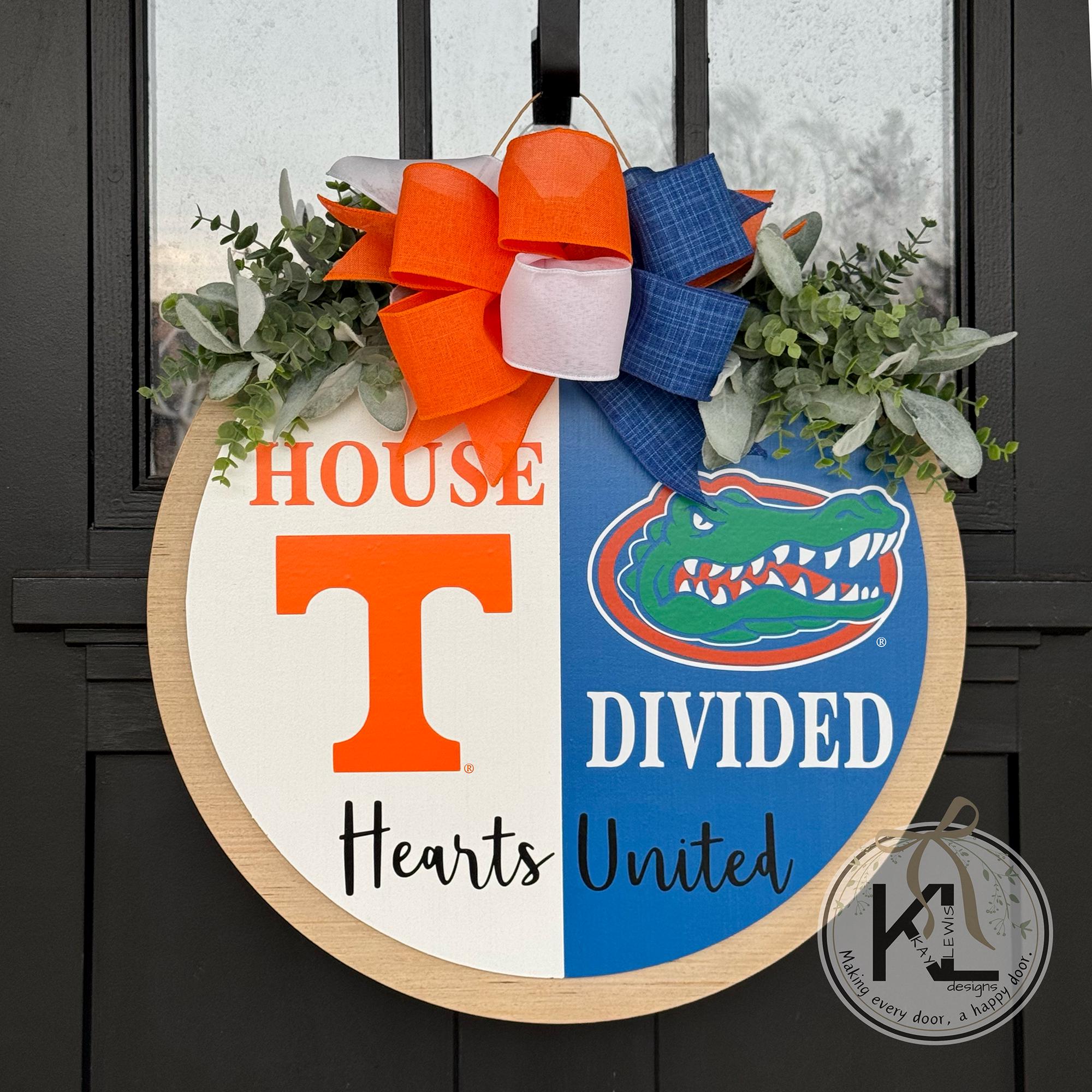 House Divided Door Sign | House Divided Sign | House Divided Wreath | Football Wreath | Football Front Door Decor | Personalized Sports Sign