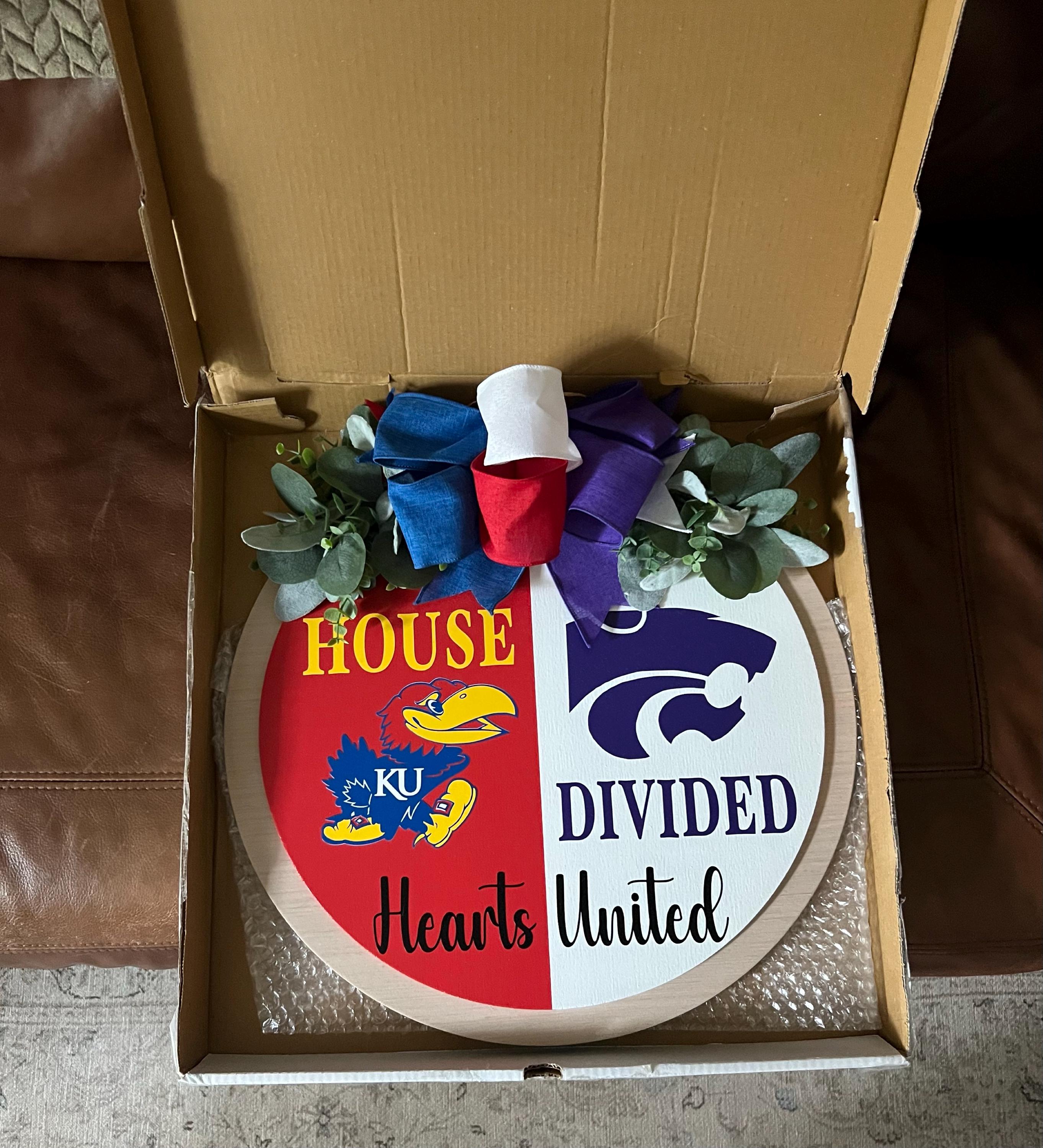 House Divided Door Sign | House Divided Sign | House Divided Wreath | Football Wreath | Football Front Door Decor | Personalized Sports Sign