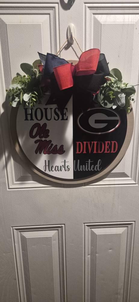 House Divided Door Sign | House Divided Sign | House Divided Wreath | Football Wreath | Football Front Door Decor | Personalized Sports Sign