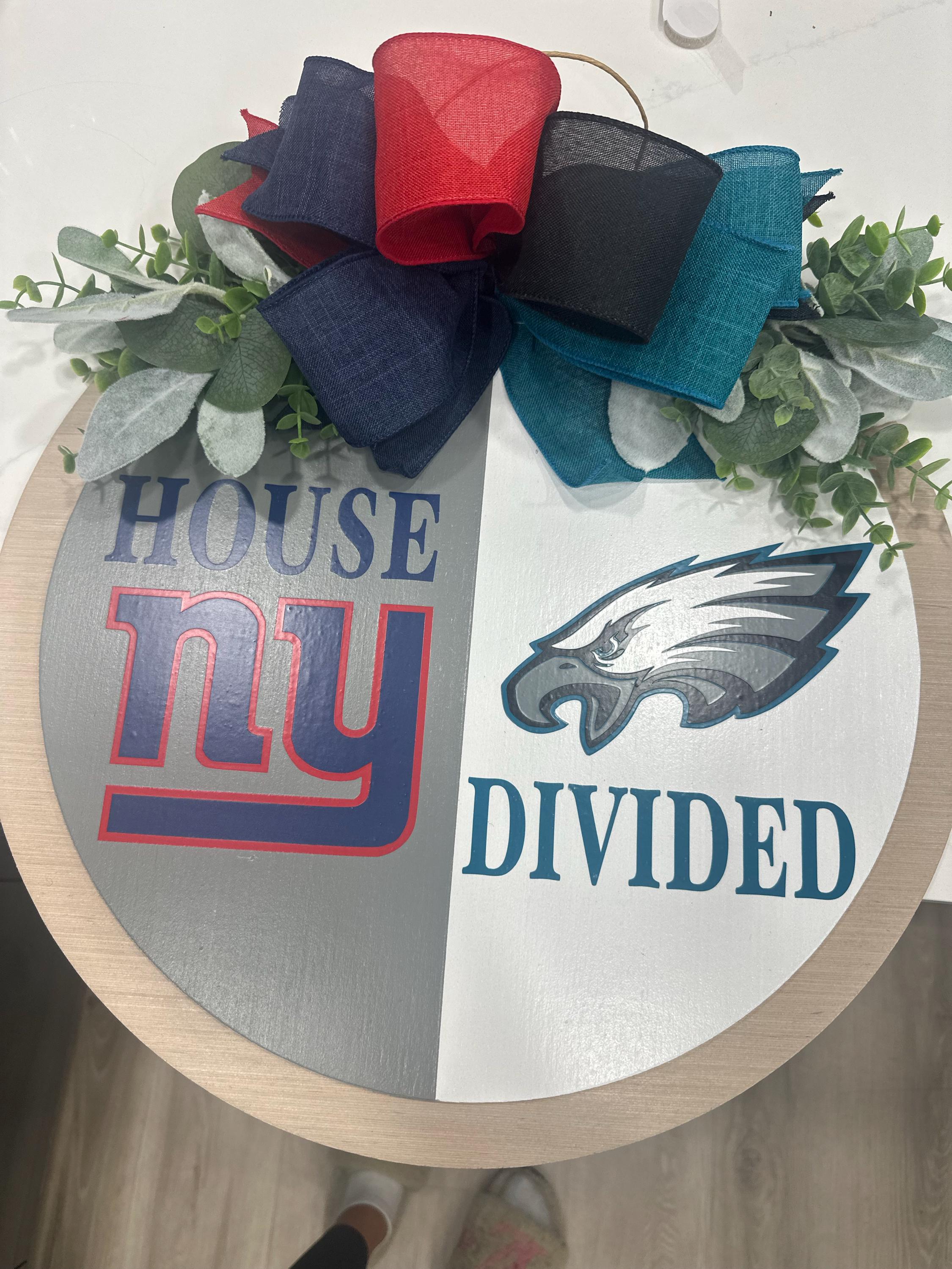 House Divided Door Sign | House Divided Sign | House Divided Wreath | Football Wreath | Football Front Door Decor | Personalized Sports Sign