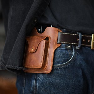 Men's Vintage Crazy Horse Leather Waist Bag | Perfect for Phones, Lighters, Essentials | Retro Belt Bag Gift for Husband or Dad, Hiking Case