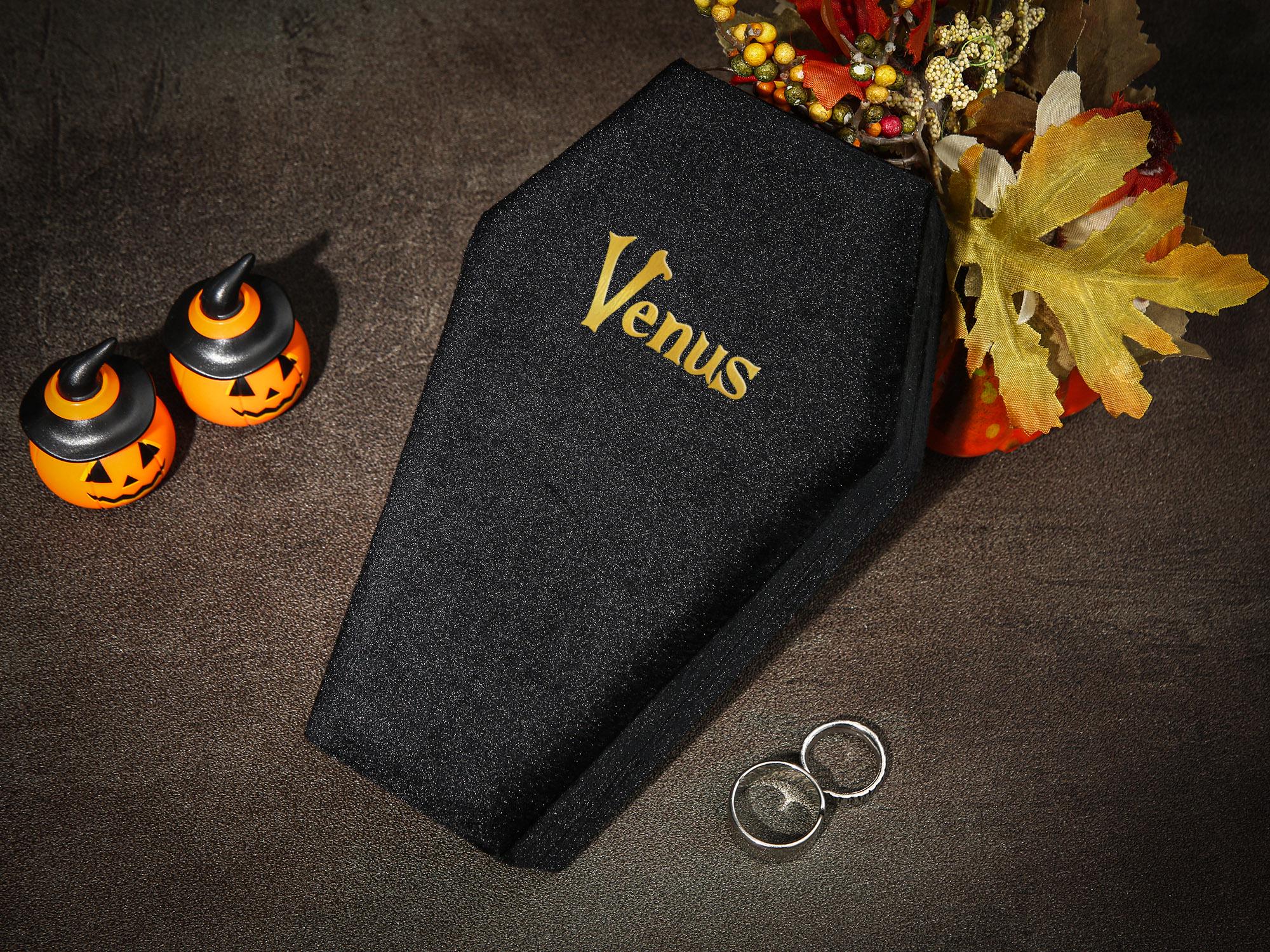 Personalized Halloween Velvet Jewelry Box, Coffin Halloween Jewelry Box, Gothic Jewelry Organizer, Custom Coffin Jewelry Box, Halloween Gift