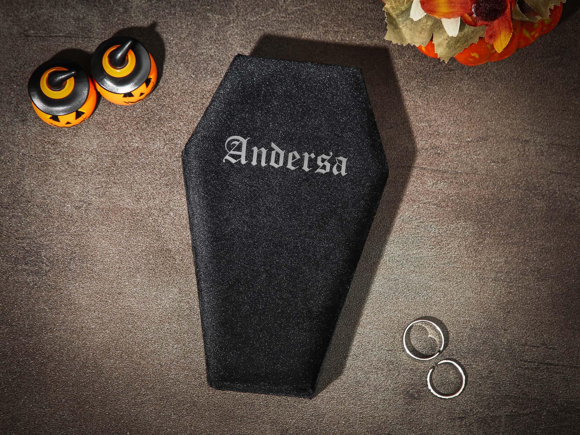 Personalized Halloween Velvet Jewelry Box, Coffin Halloween Jewelry Box, Gothic Jewelry Organizer, Custom Coffin Jewelry Box, Halloween Gift