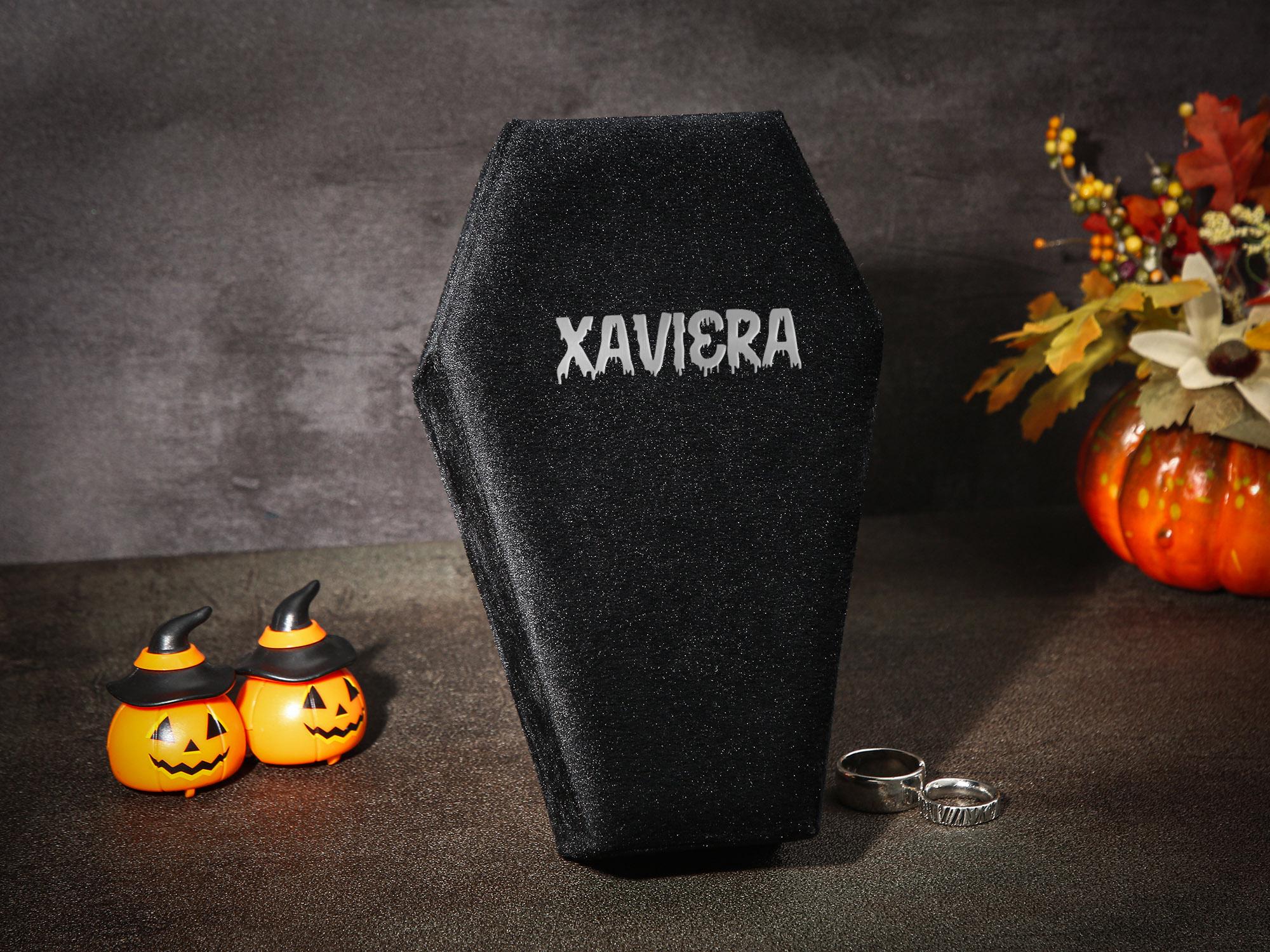 Personalized Halloween Velvet Jewelry Box, Coffin Halloween Jewelry Box, Gothic Jewelry Organizer, Custom Coffin Jewelry Box, Halloween Gift