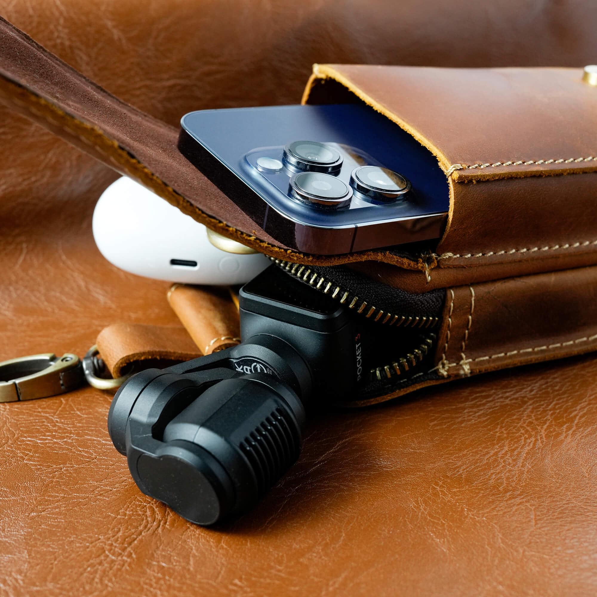 Personalized Leather Belt Bag: Utility Phone Pouch, Hiking Gift