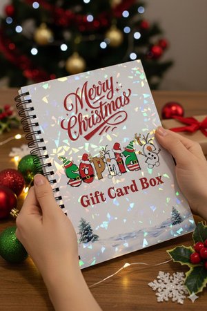 Personalized Christmas Gift Card Book, Holographic Holiday Money Album