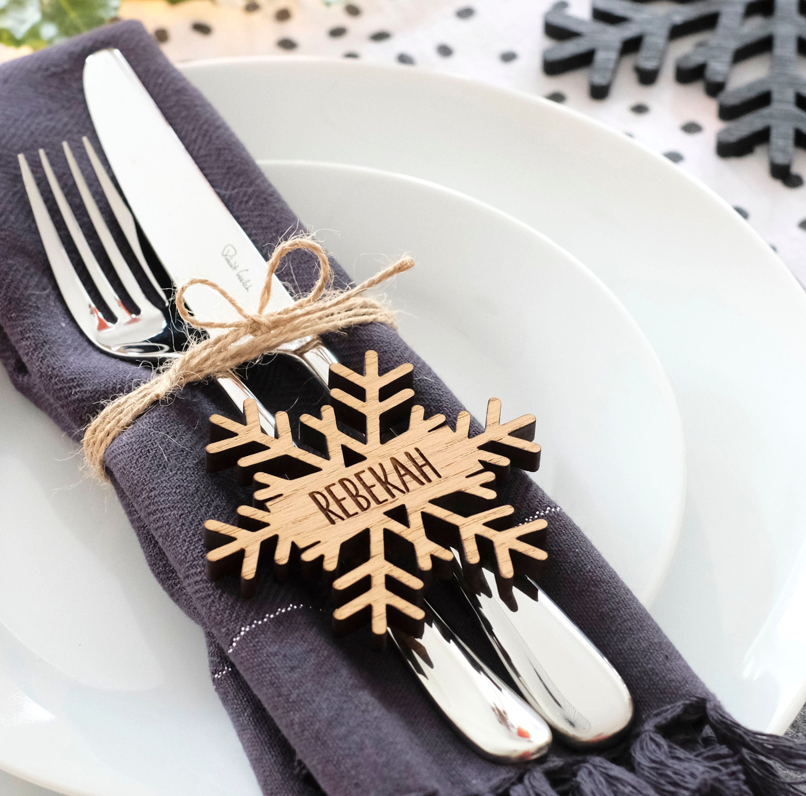 Christmas Personalised Snowflake Place Names Decorations
