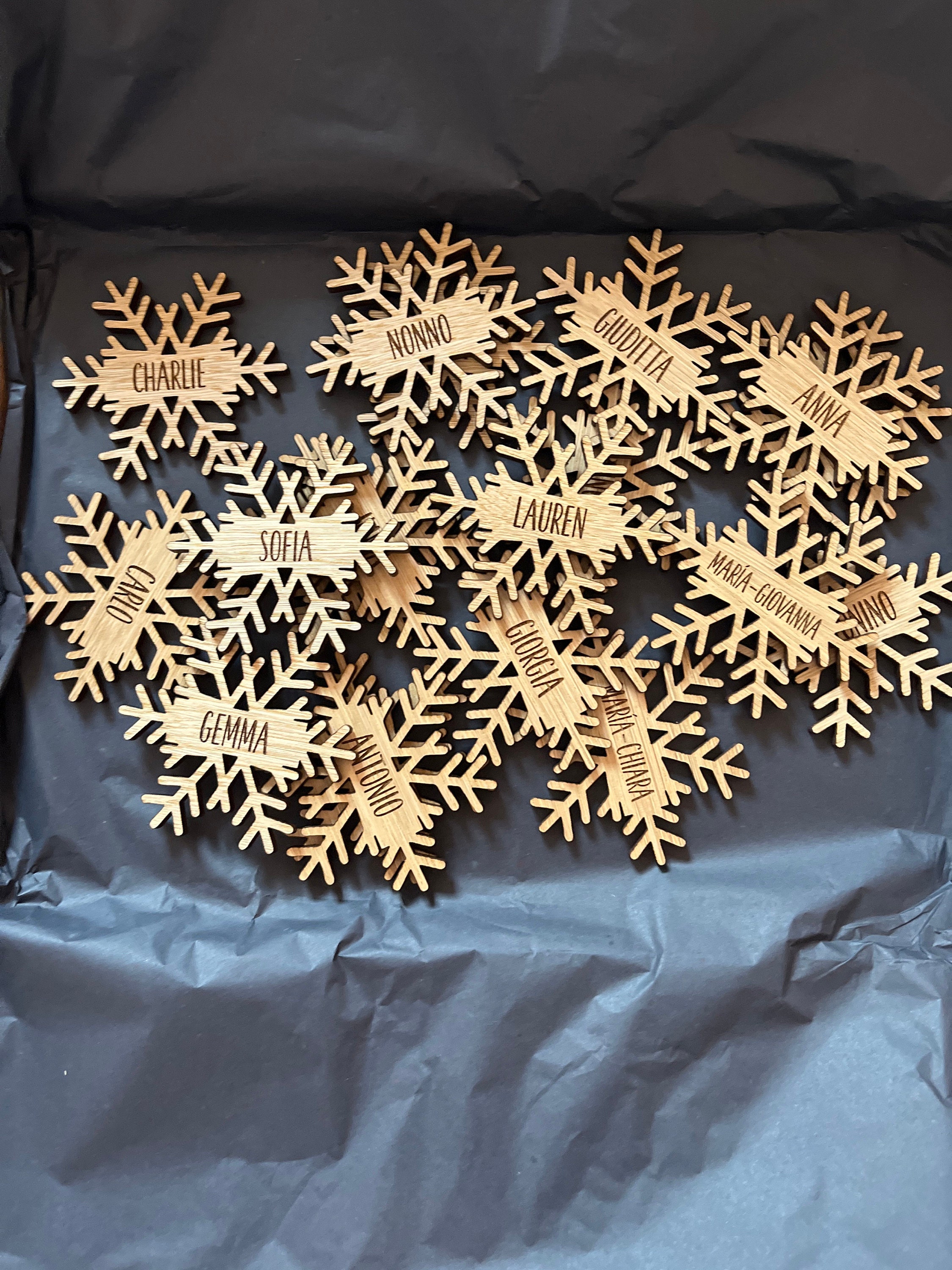 Christmas Personalised Snowflake Place Names Decorations