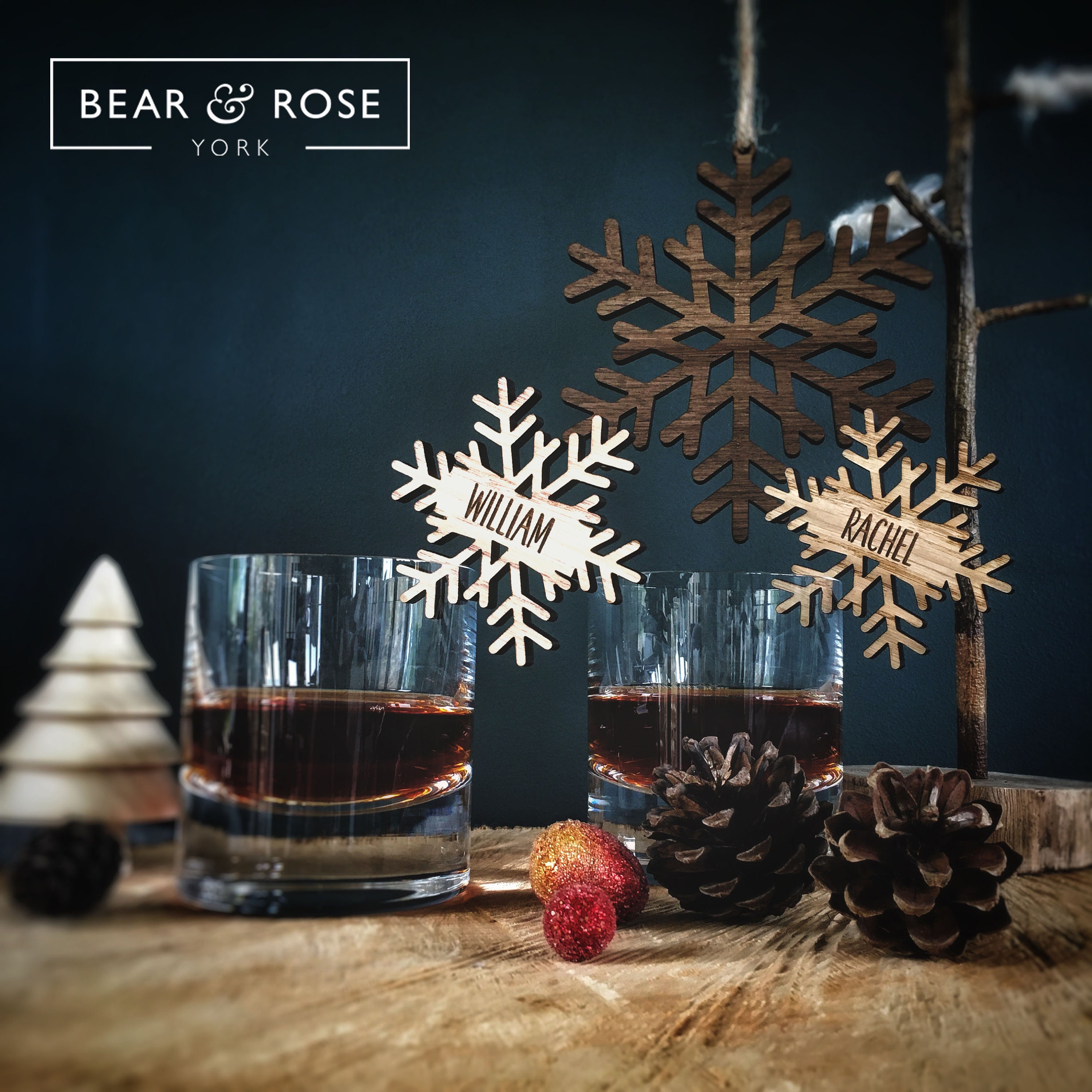 Christmas Personalised Snowflake Place Names Decorations